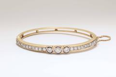 Gold and Diamond Bangle Bracelet