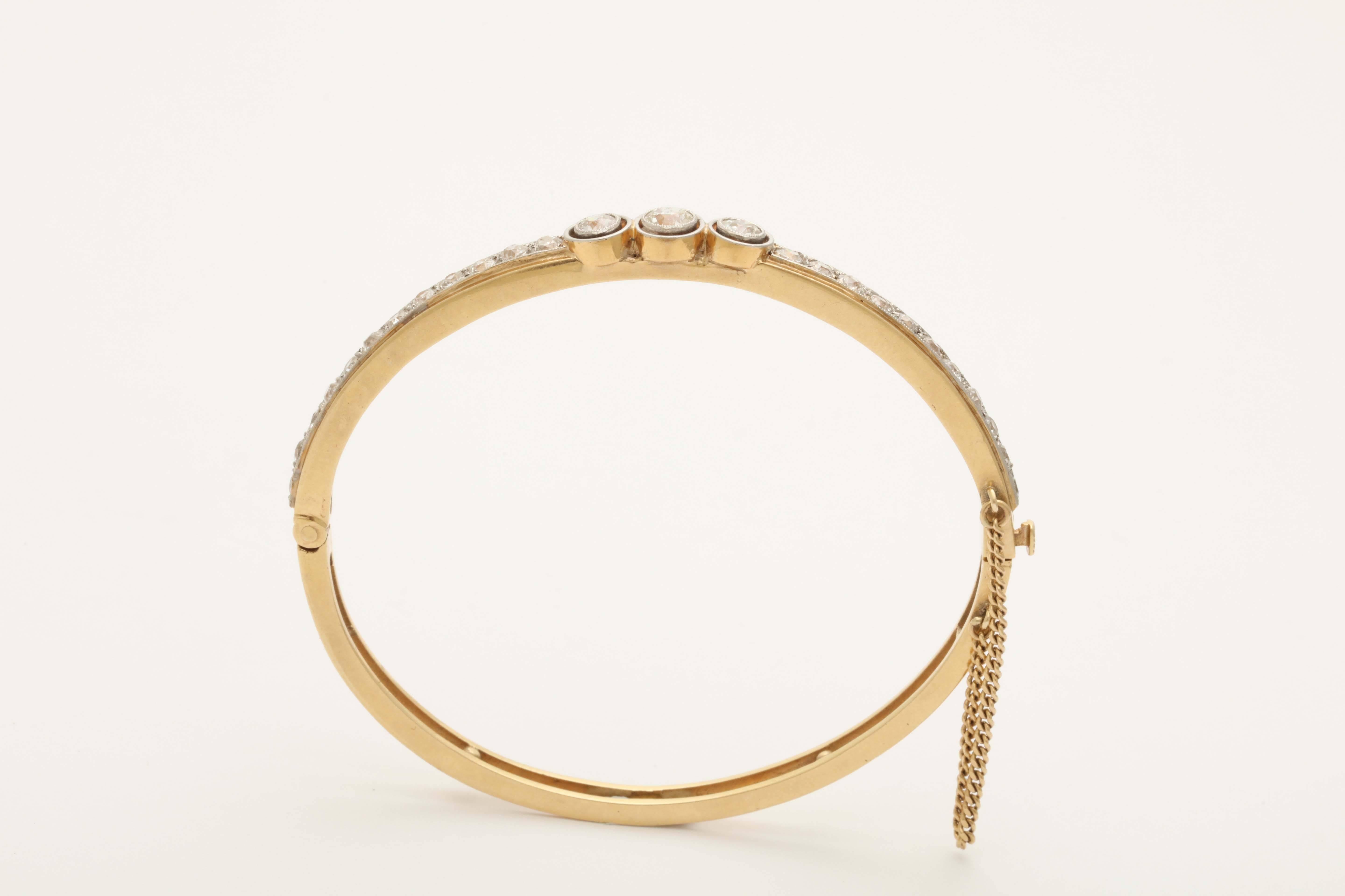 Gold and Diamond Bangle Bracelet  In Excellent Condition In New York, NY