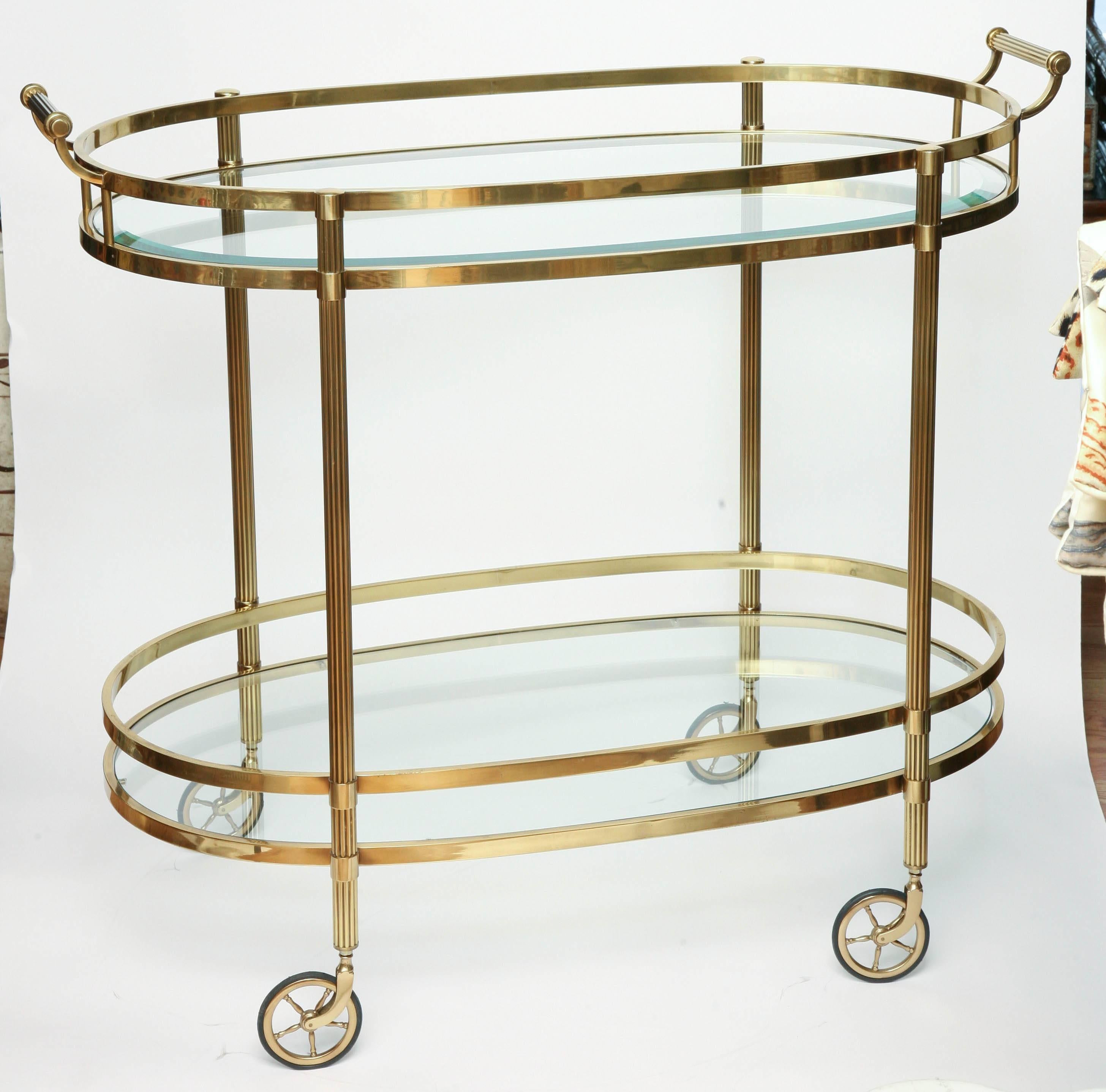 Vintage Large Italian Brass Bar Cart 5