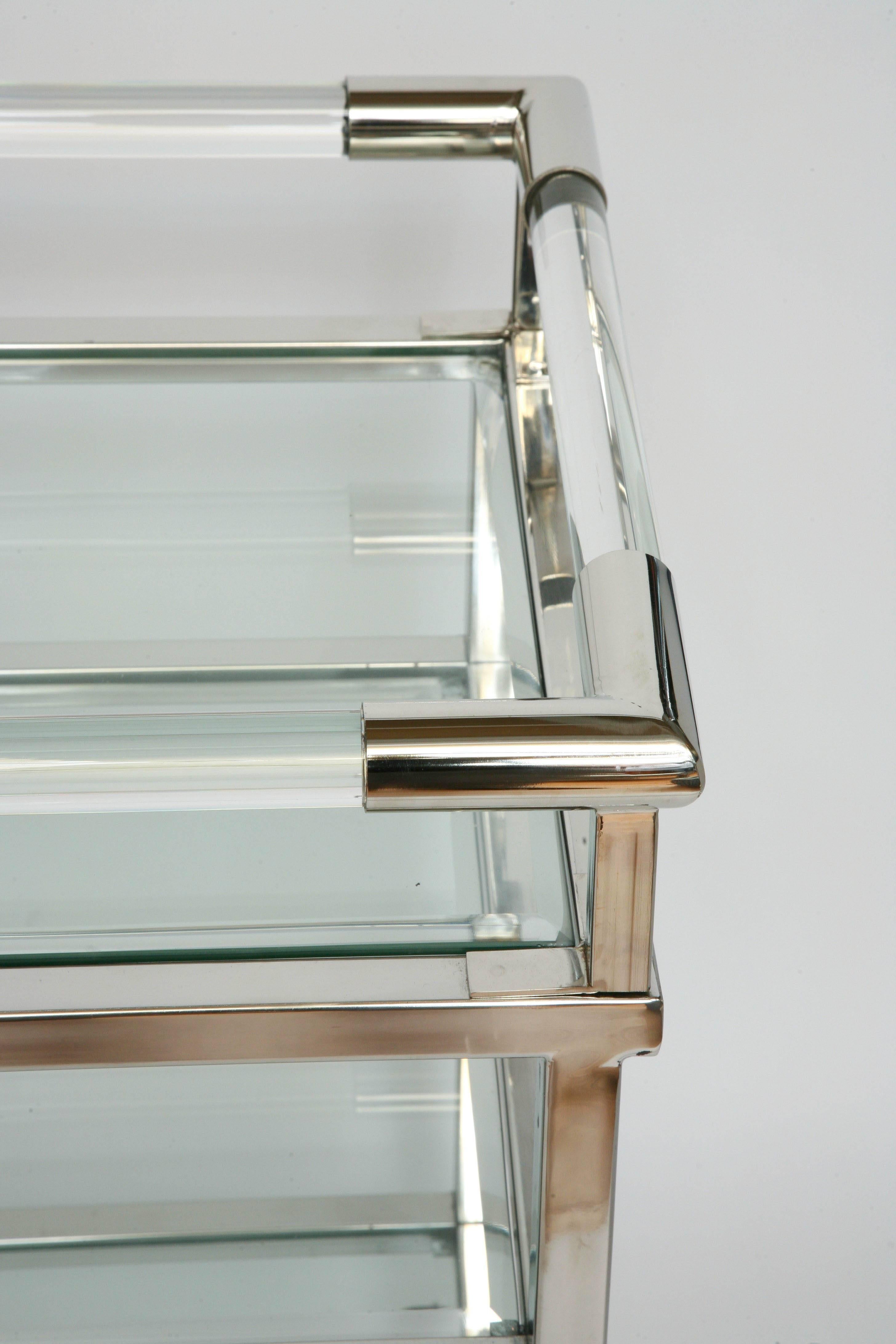 20th Century Modern Lucite and Chrome Bar Cart in the Style of Charles Hollis Jones