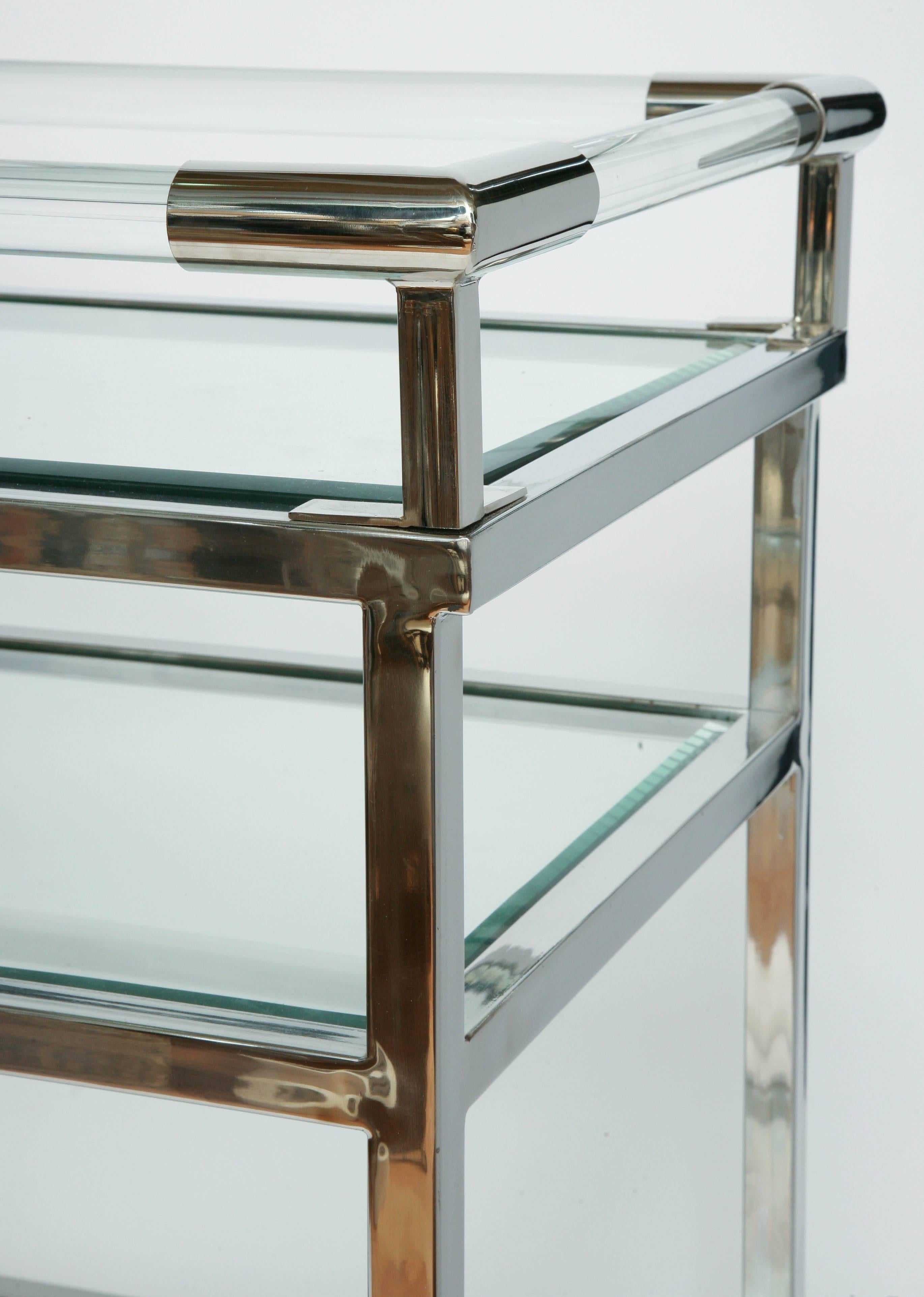 Modern Lucite and Chrome Bar Cart in the Style of Charles Hollis Jones 4