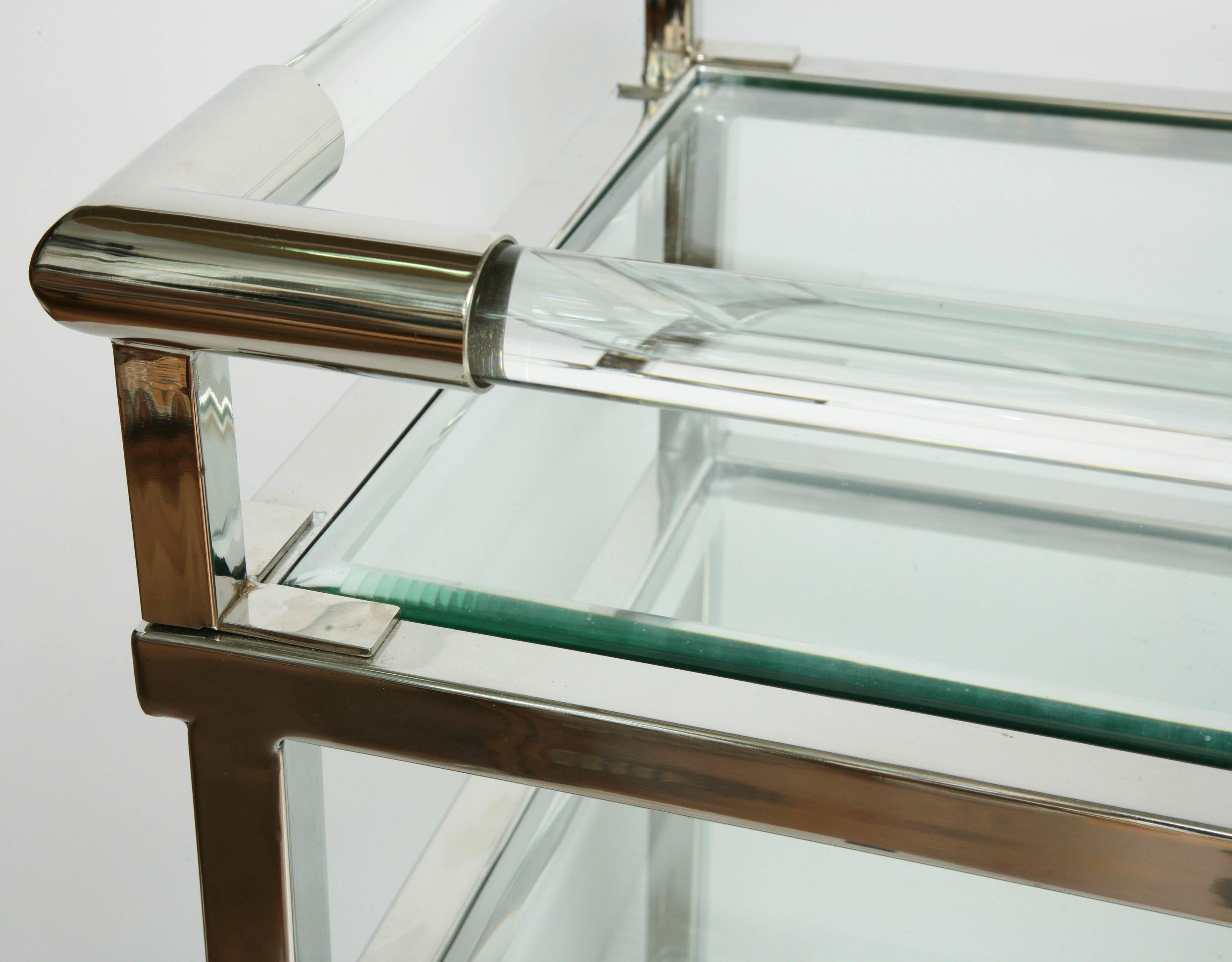 Modern Lucite and Chrome Bar Cart in the Style of Charles Hollis Jones 5