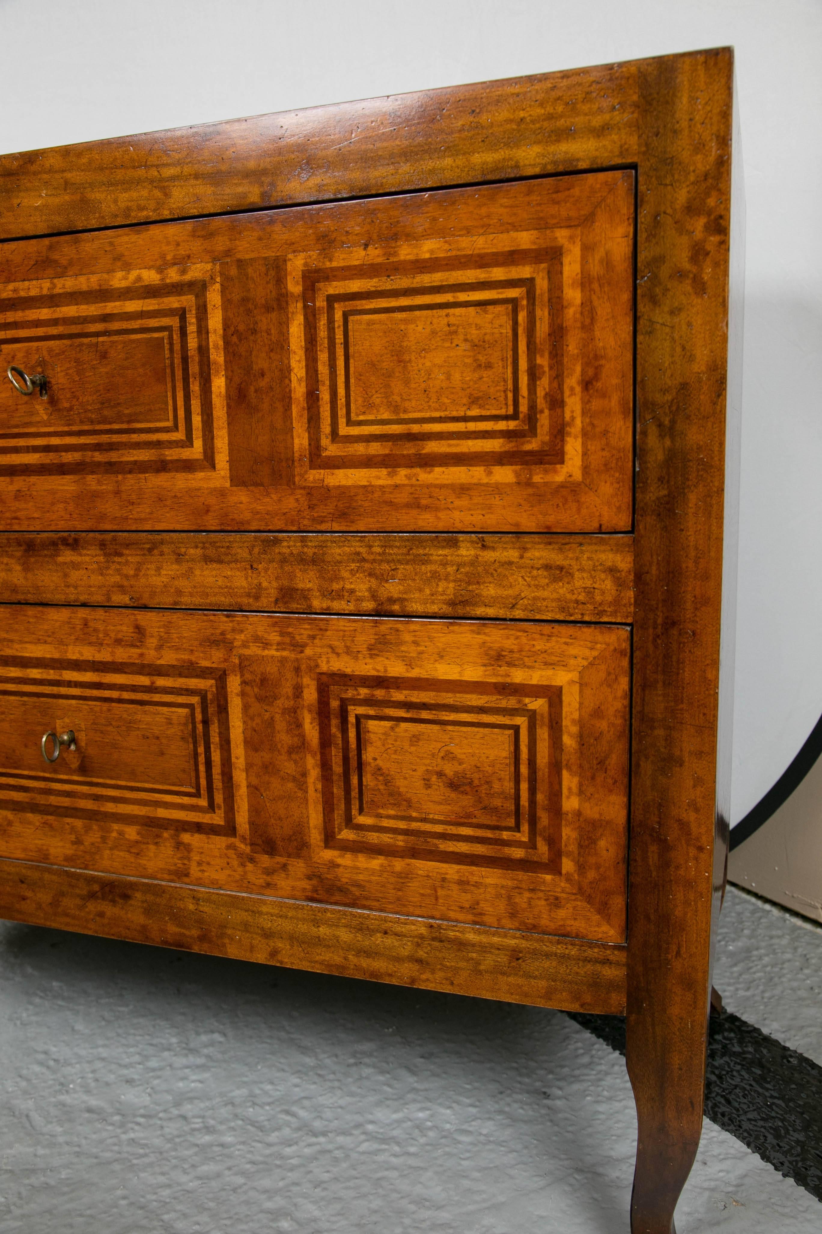 Mid-20th Century Two-Drawer Italian Handmade Inlaid Continental Style Commode