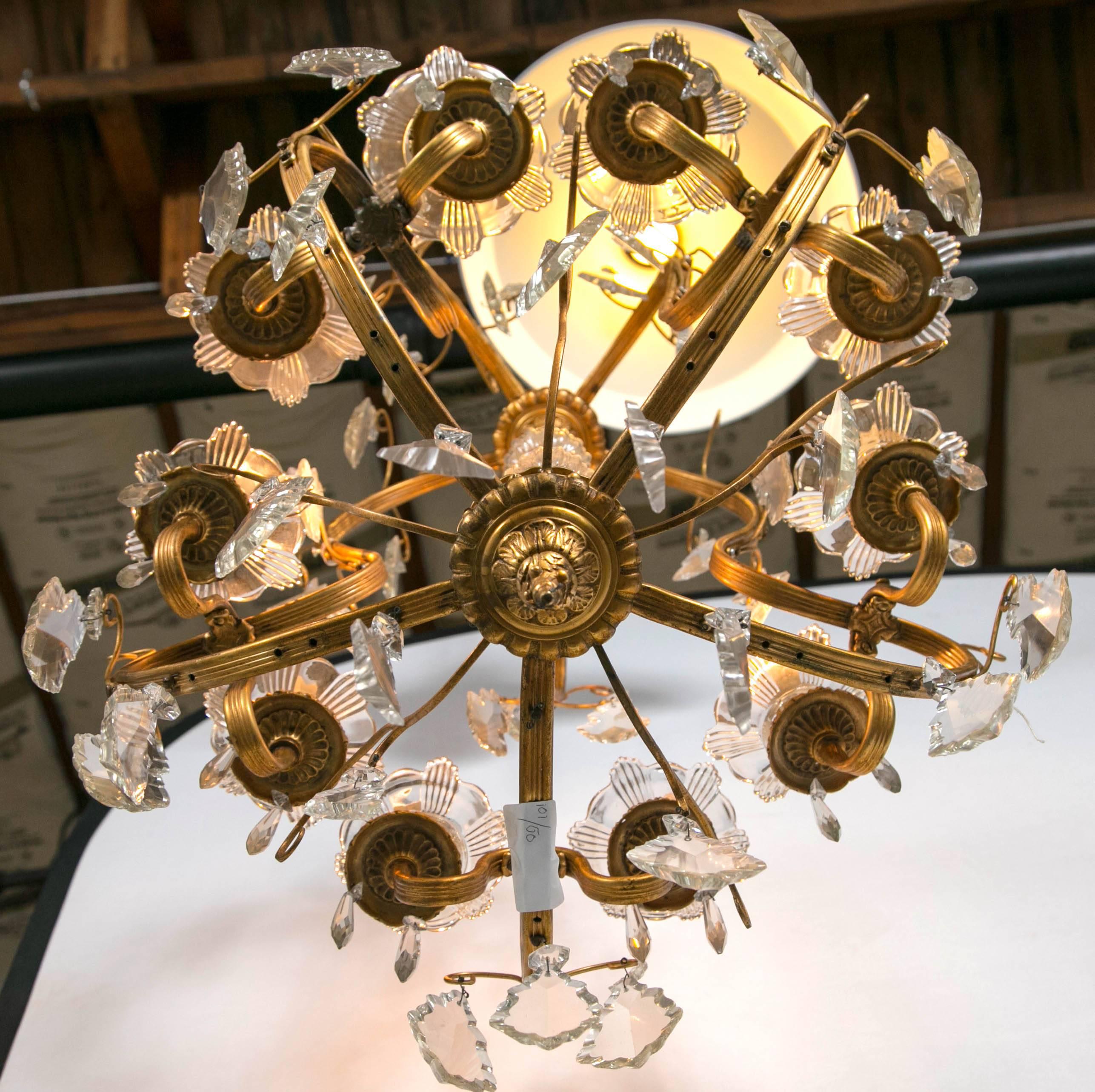 French Bronze and Crystal Chandelier in the Louis XVI Style 1