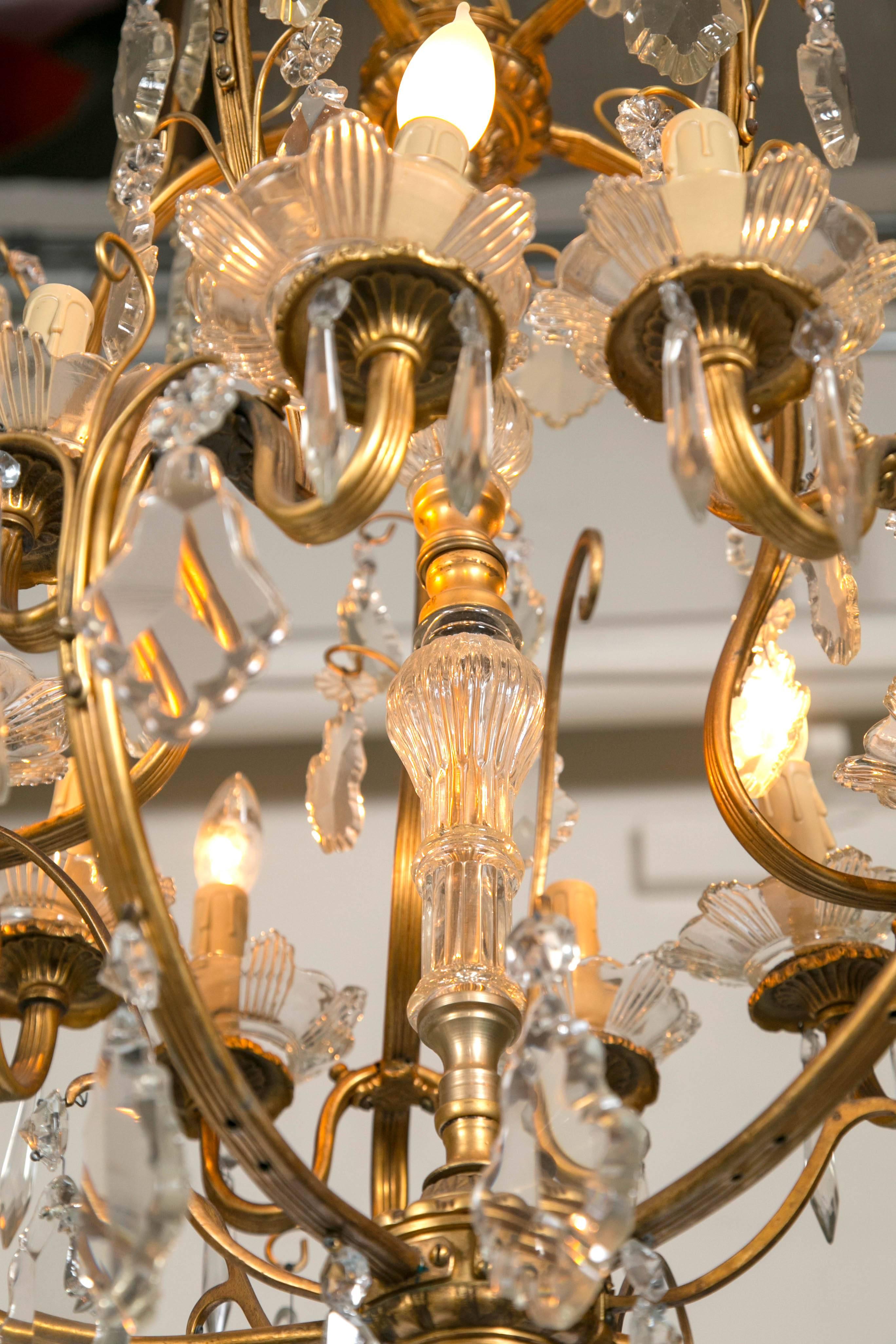French Bronze and Crystal Chandelier in the Louis XVI Style 2