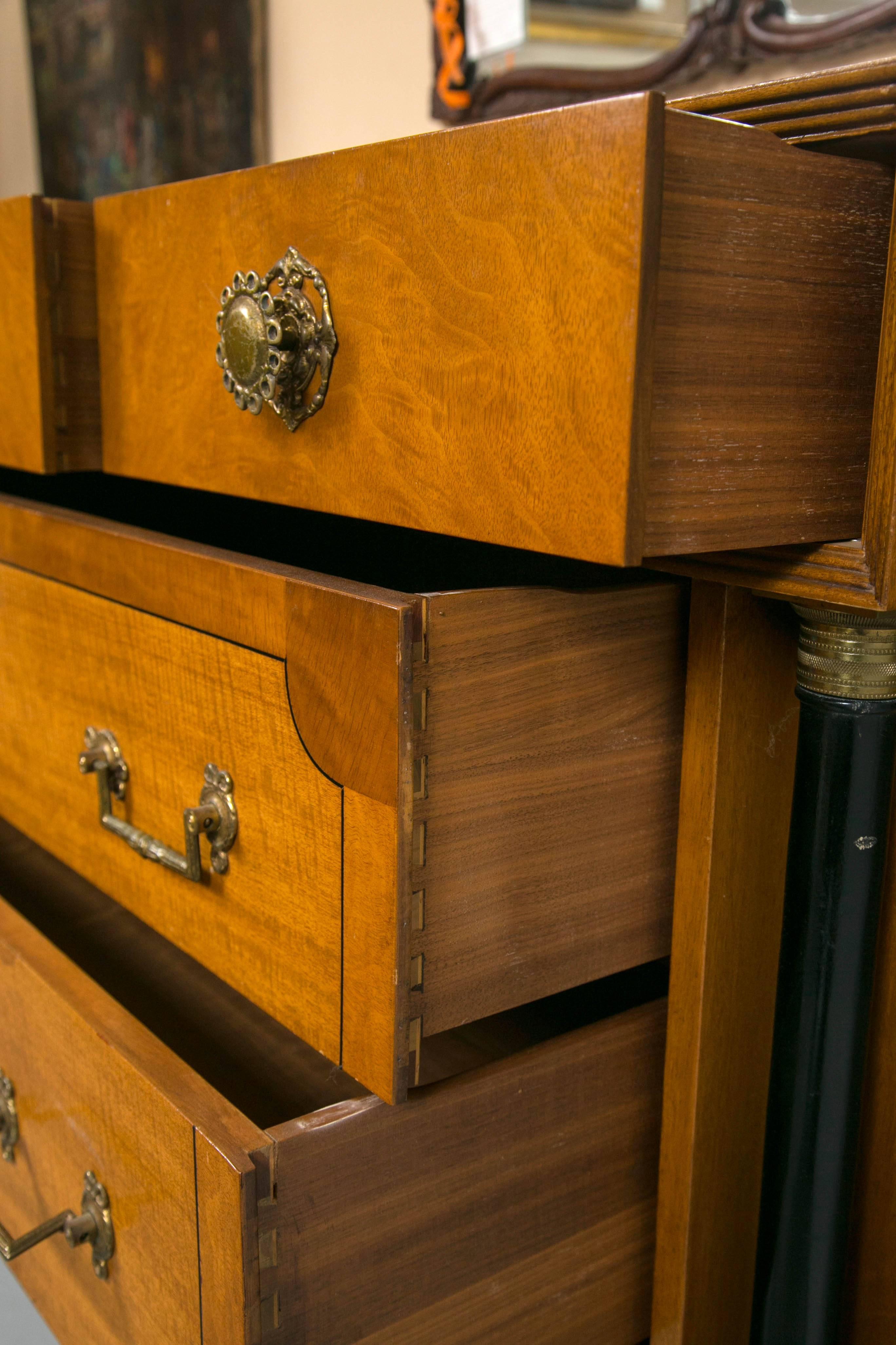 Pair of Bethlehem Biedermeier Style Column Front Six-Drawer Chests 1