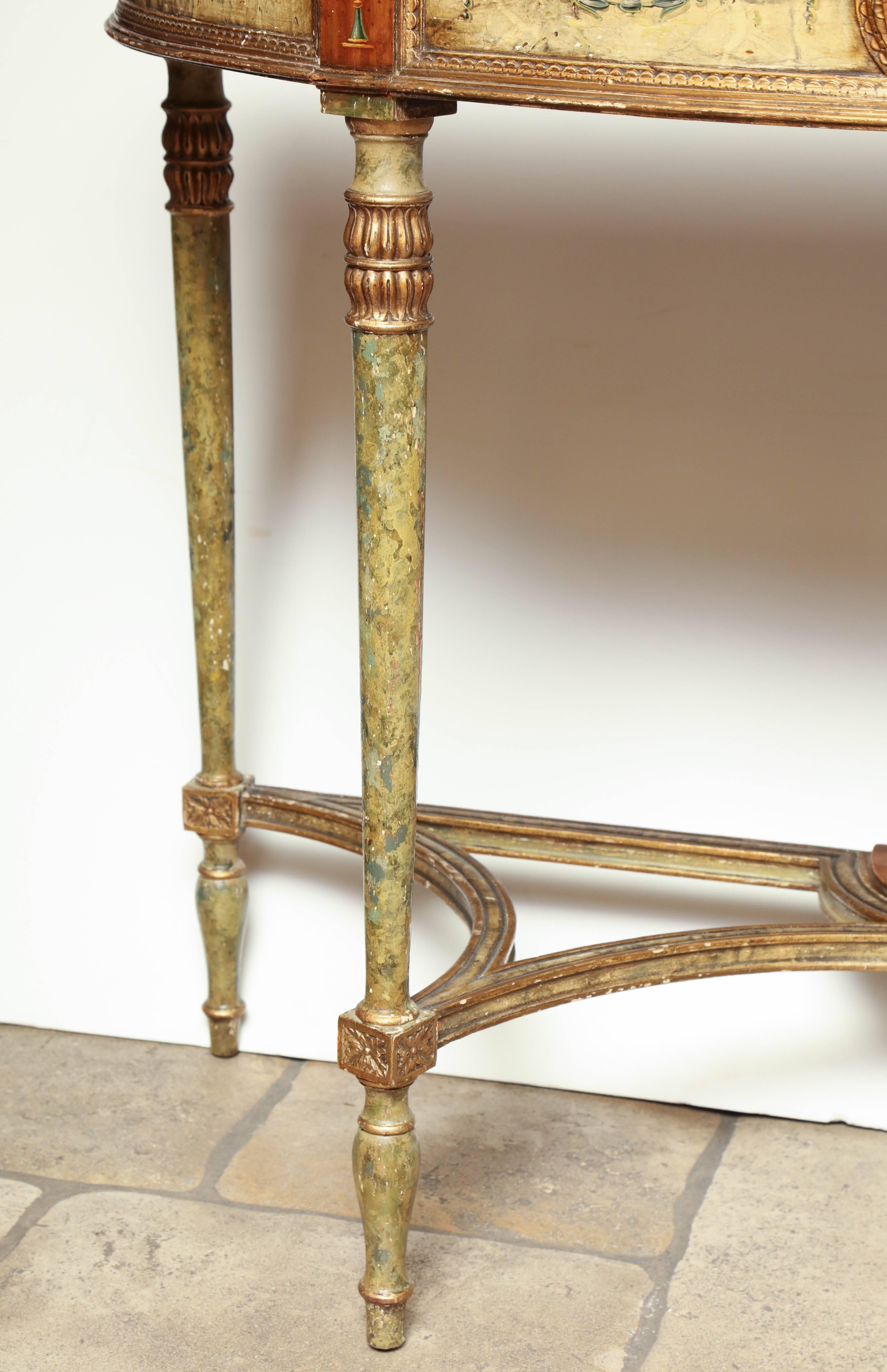 Late 19th Century Fine George III Painted Demilune Console