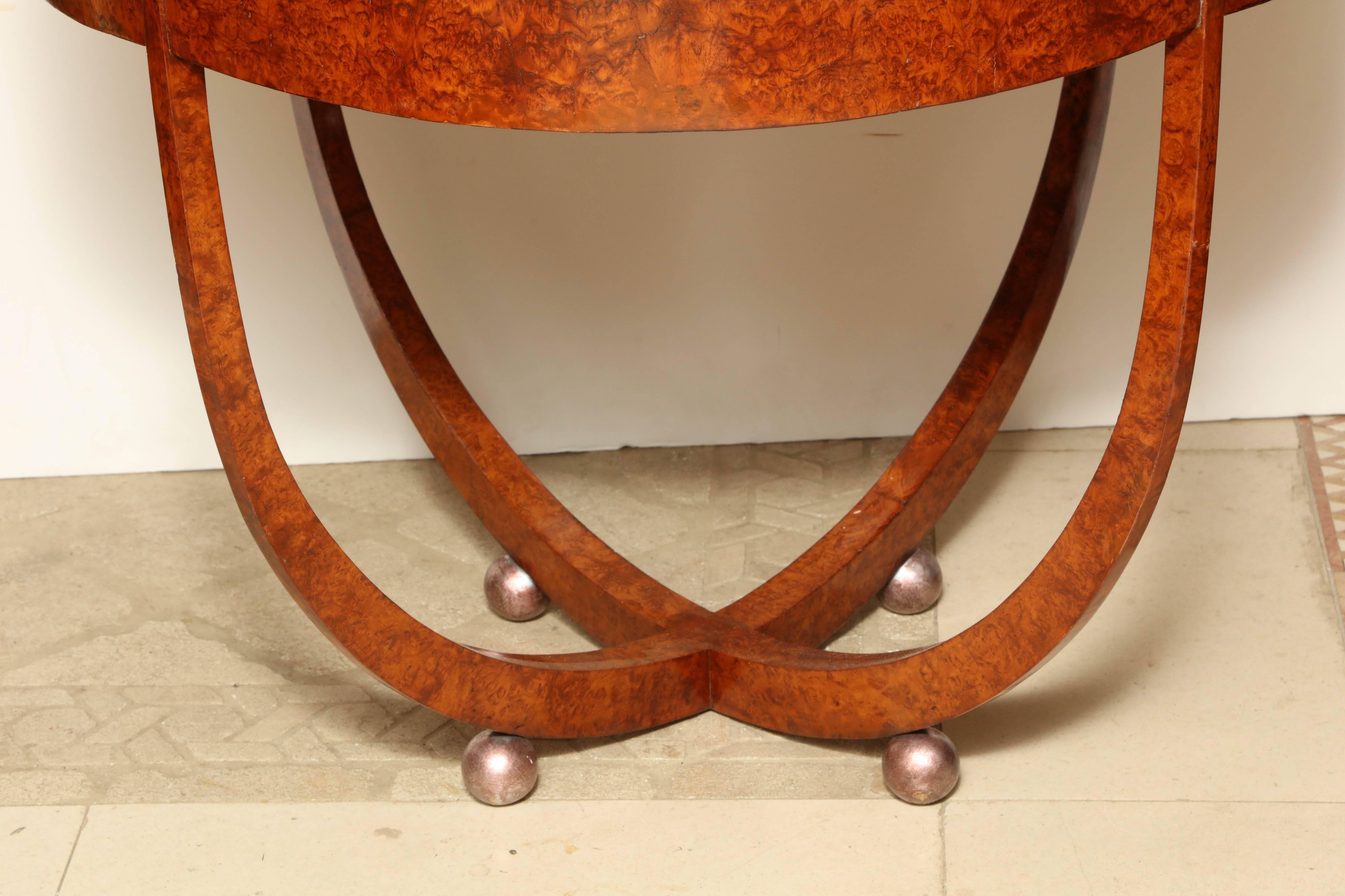 French Art Deco Burl Floating Center Table