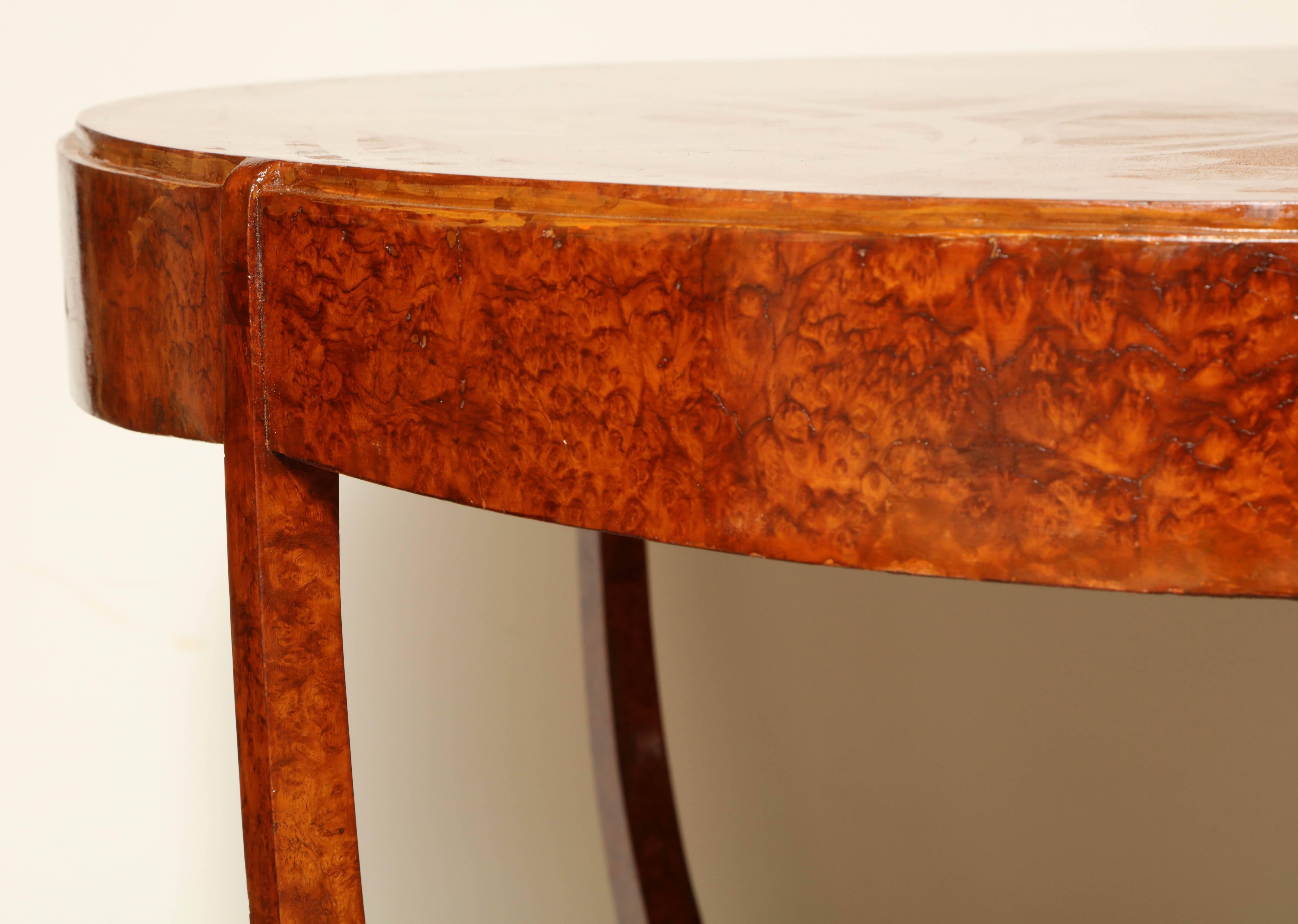 Mid-20th Century Art Deco Burl Floating Center Table