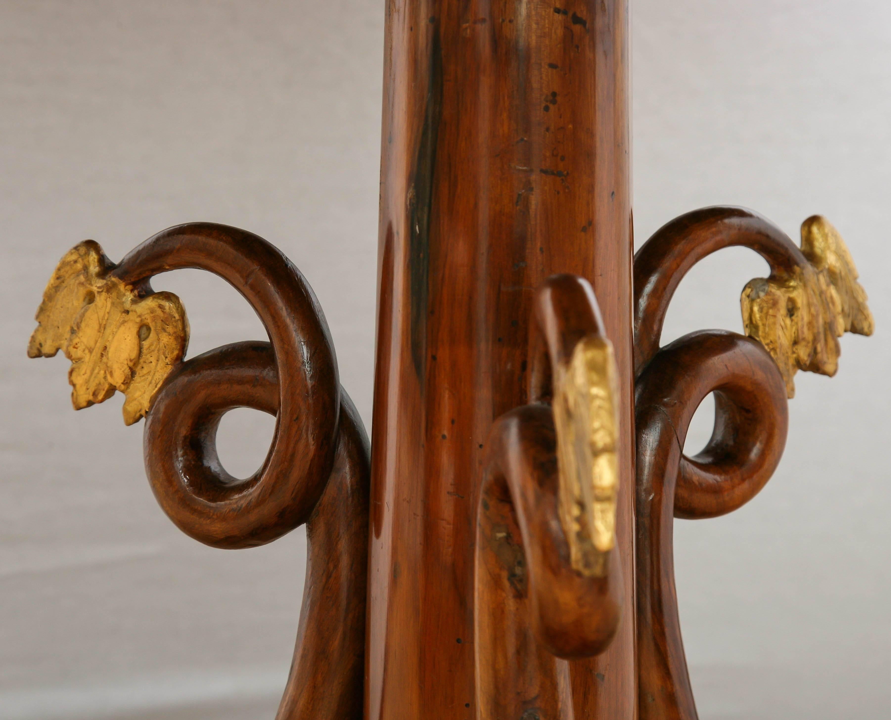 Early Biedermeier Walnut Table with Carved Snake Base For Sale 2