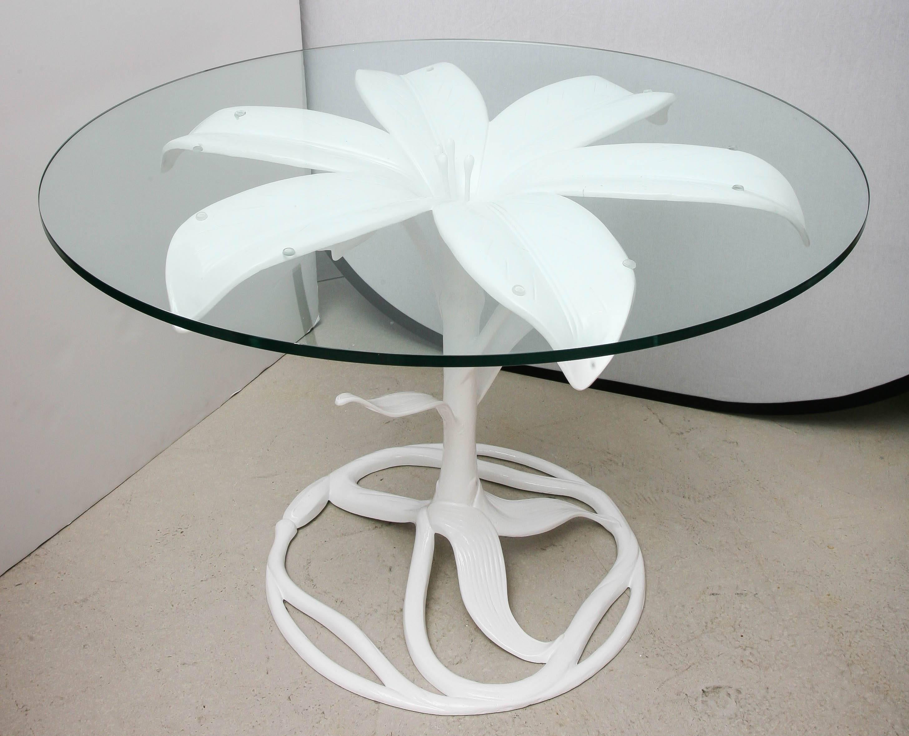 Hollywood Regency Arthur Court White Lacquered Lily Center Table