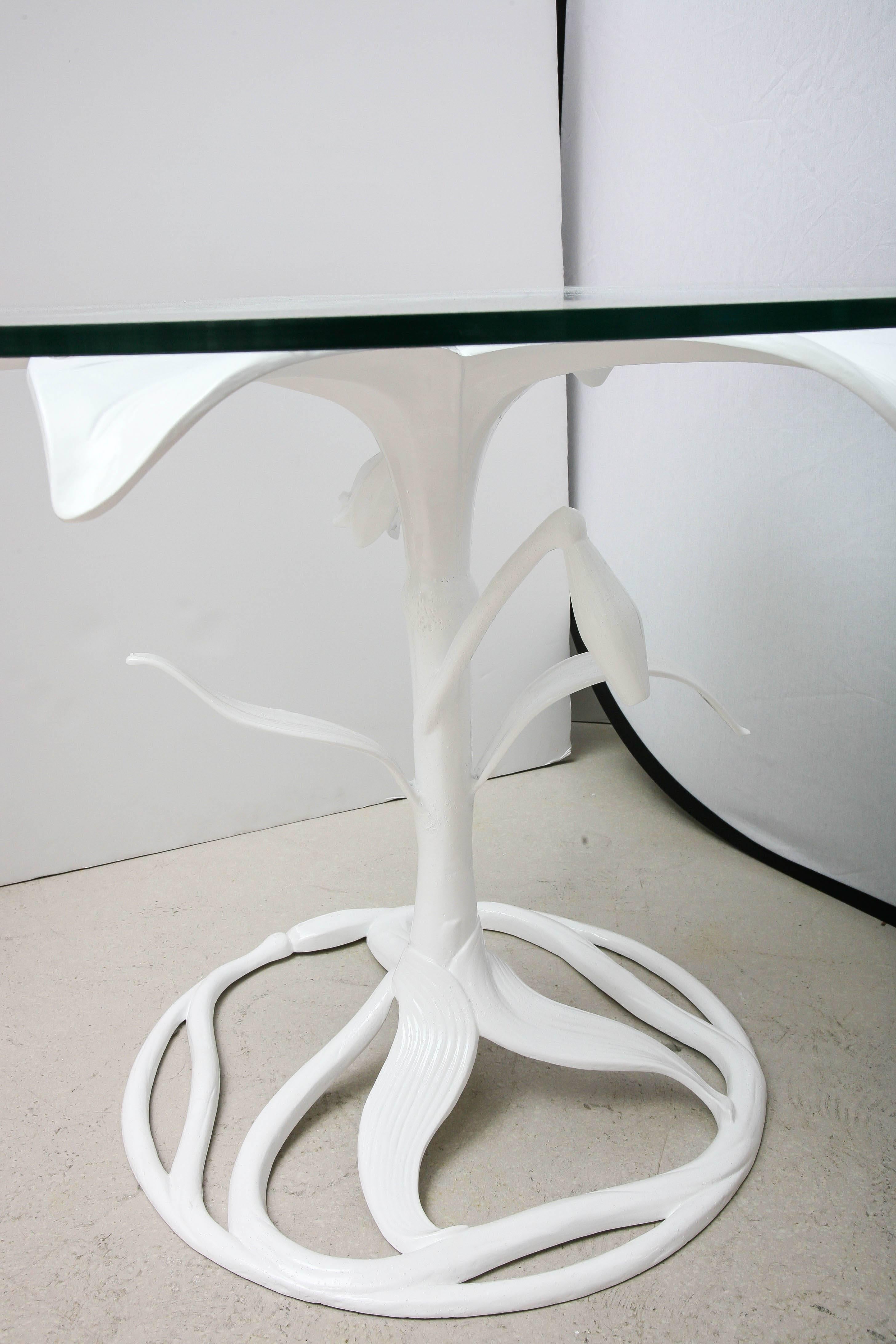 Aluminum Arthur Court White Lacquered Lily Center Table