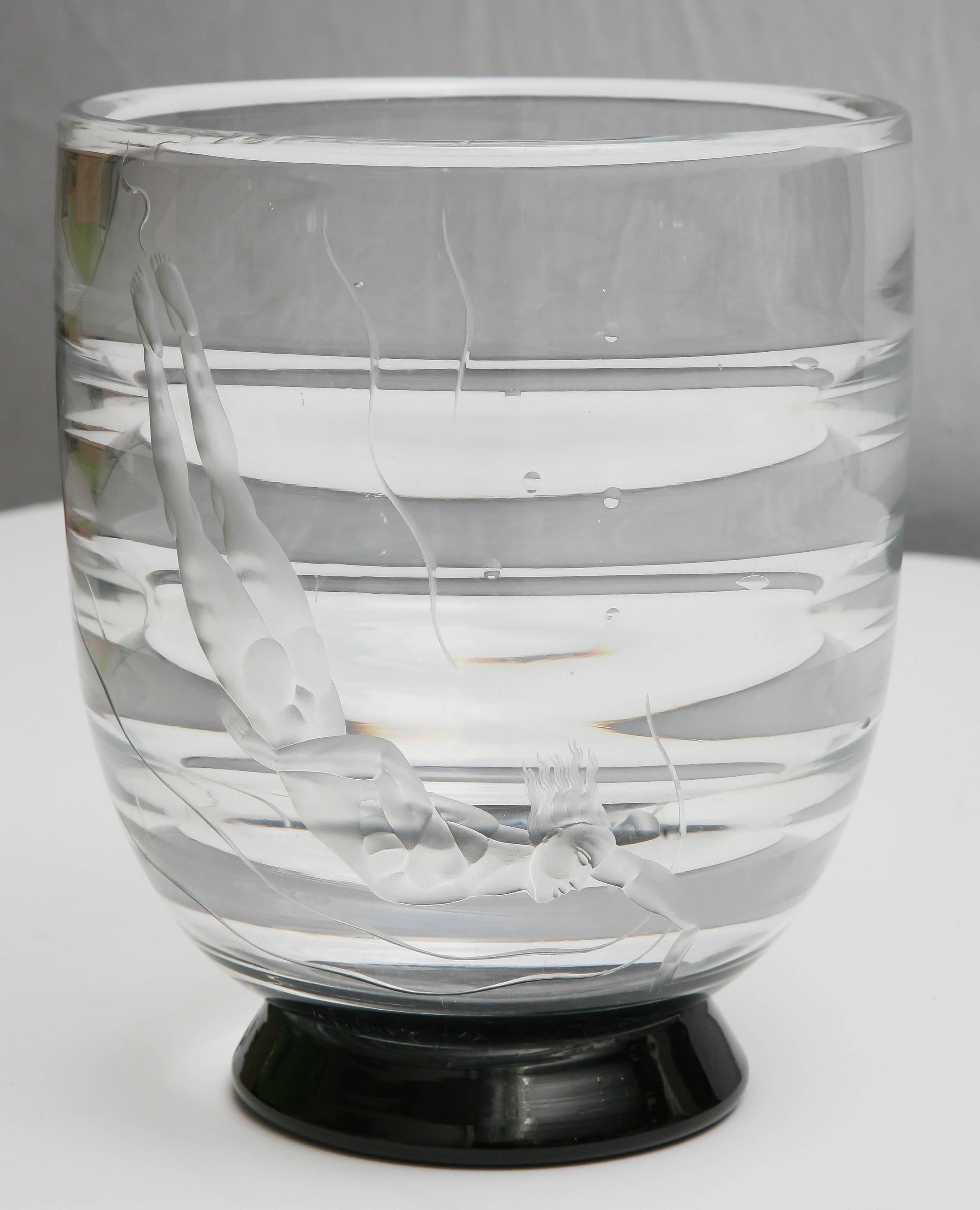 Art Deco ''Diver'' Orrefors Vase For Sale 1