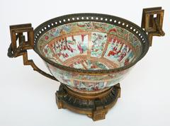 Superb Rose Medallion Bronze-Mounted Center Bowl