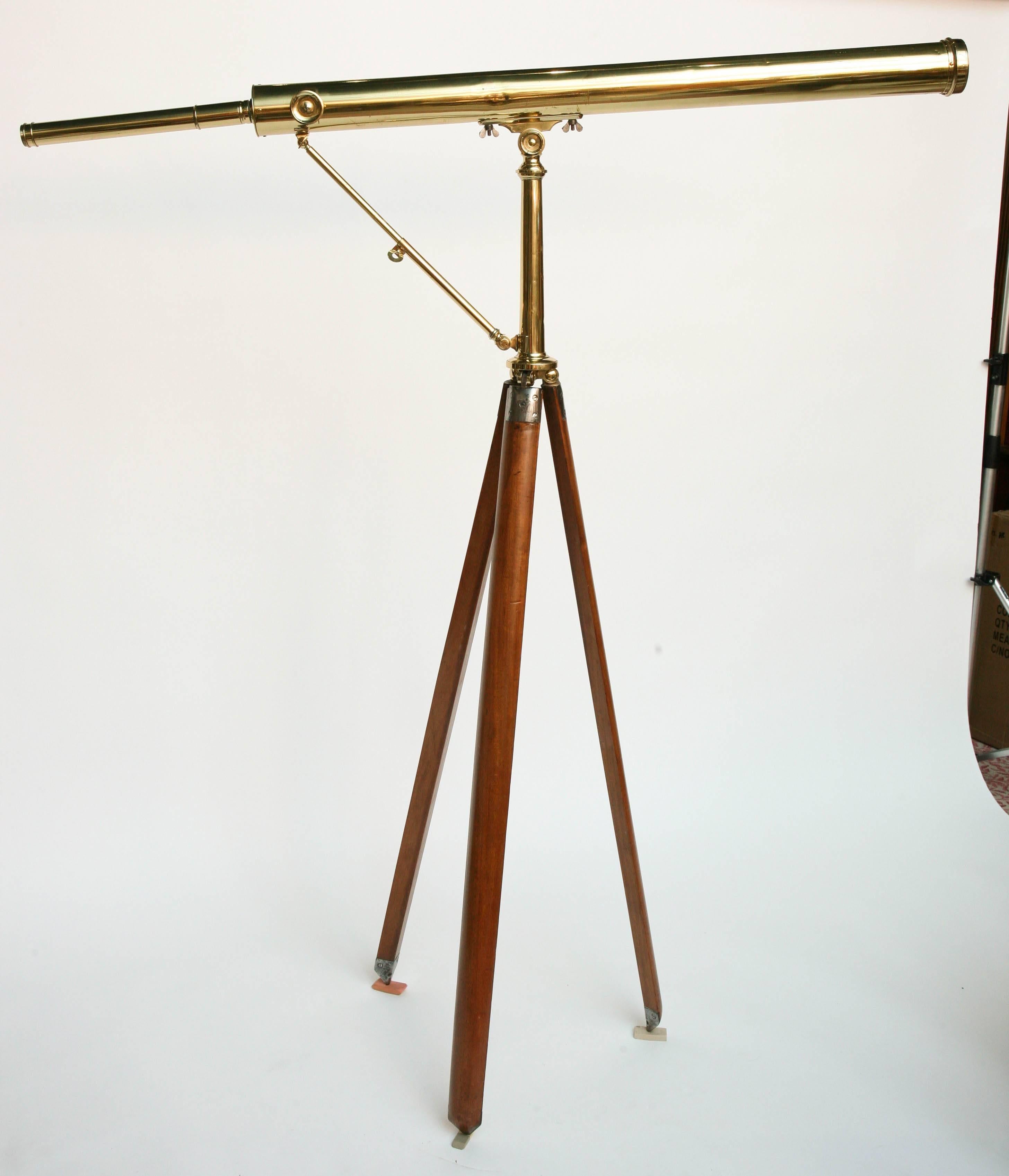 Scottish 19th Century Brass Telescope on Stand