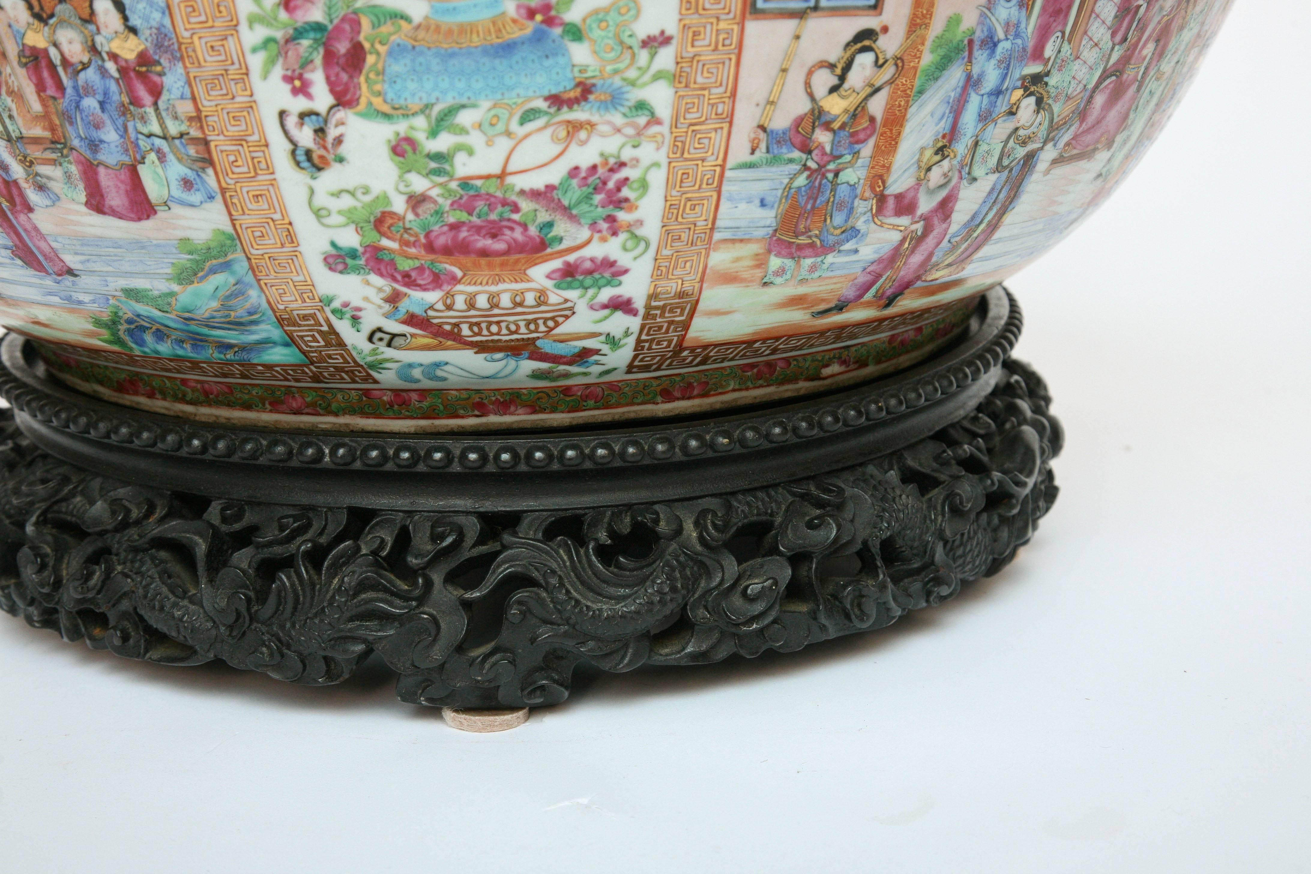 Important, Enormous, and Elaborate 19th Century Rose Mandarin Punch Bowl 1