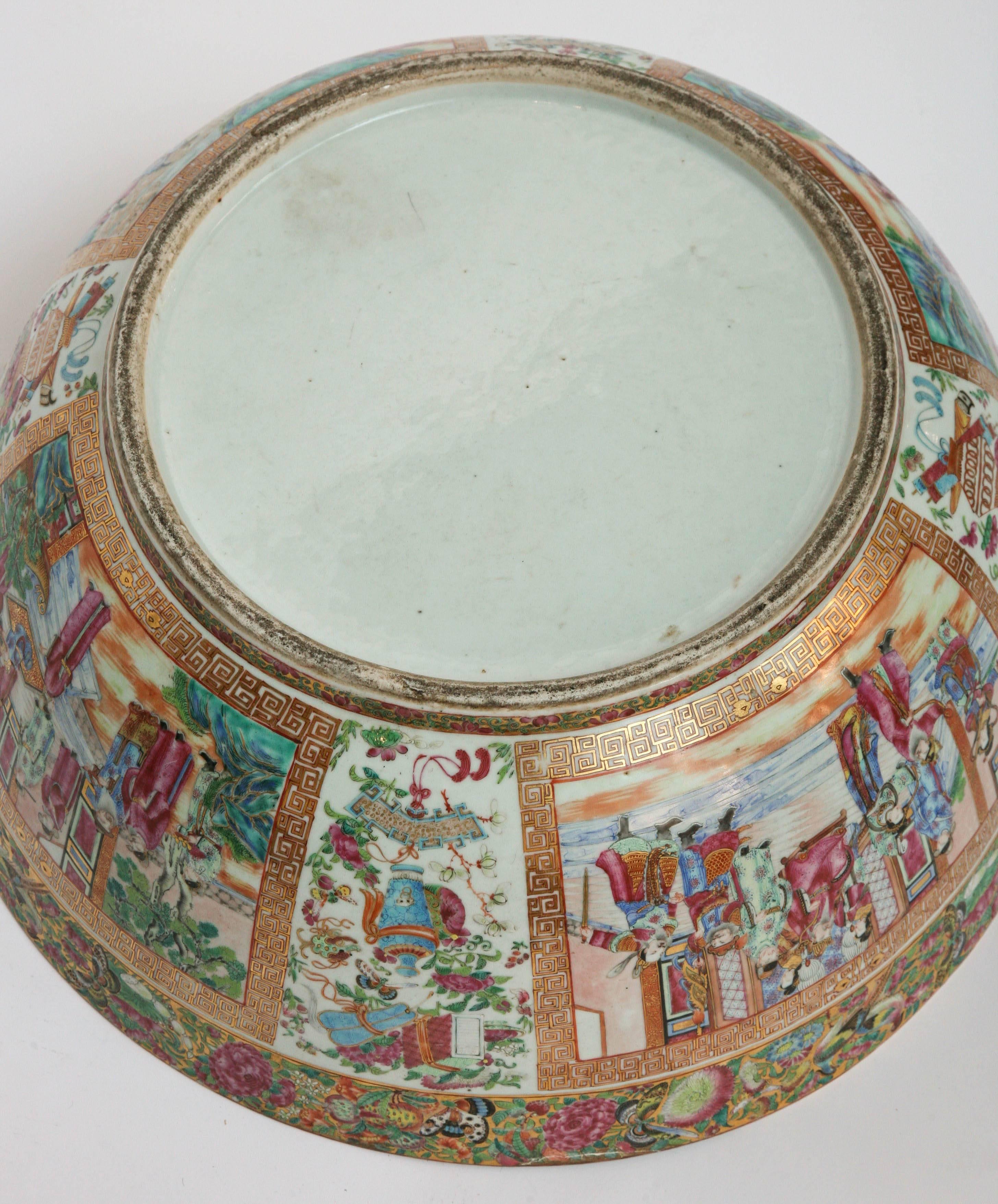 Important, Enormous, and Elaborate 19th Century Rose Mandarin Punch Bowl 3