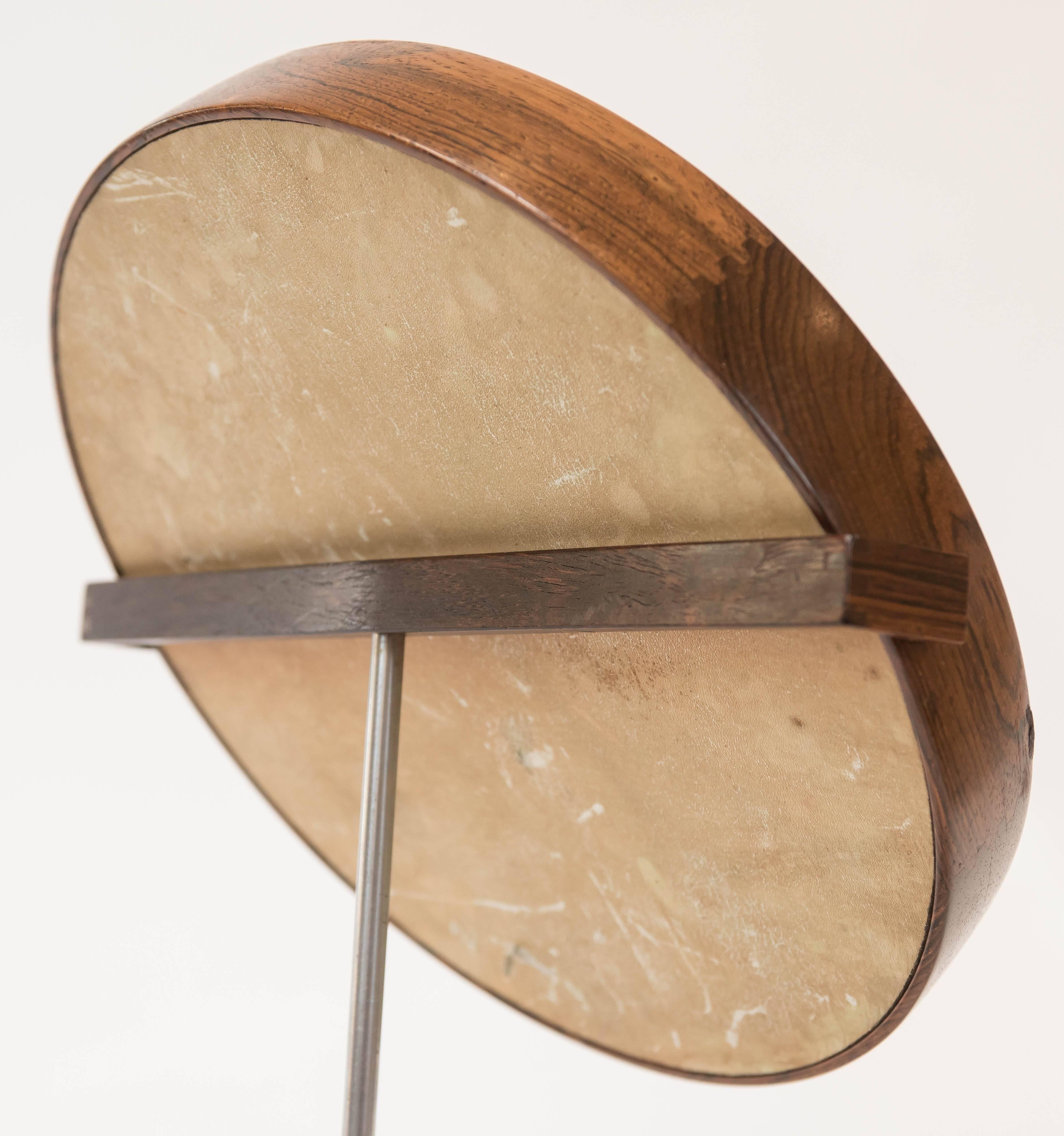 Brushed Mid-Century Modern Rosewood Mirror by Uno & Osten Kristiansson