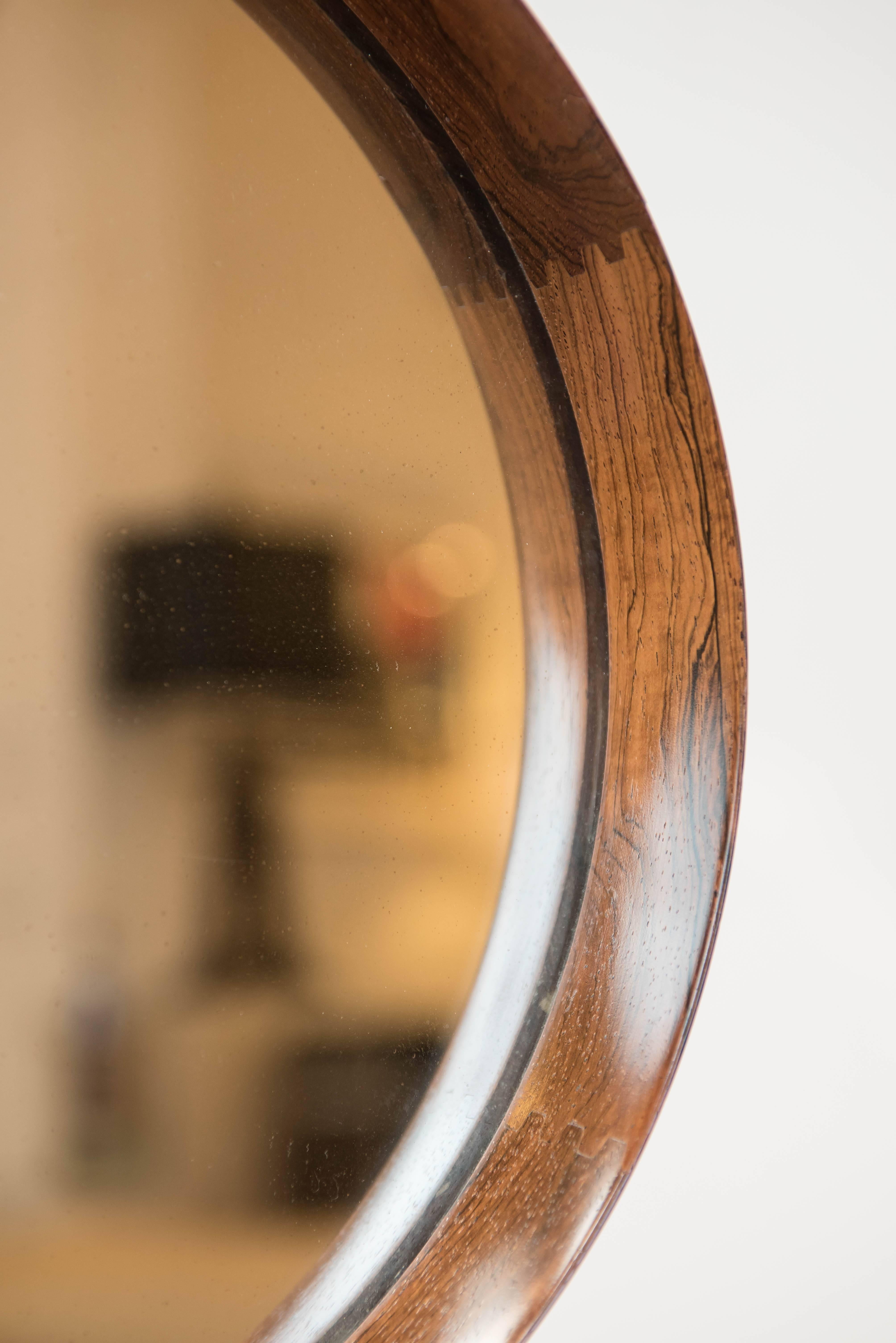 Mid-Century Modern Rosewood Mirror by Uno & Osten Kristiansson In Excellent Condition In Toronto, ON