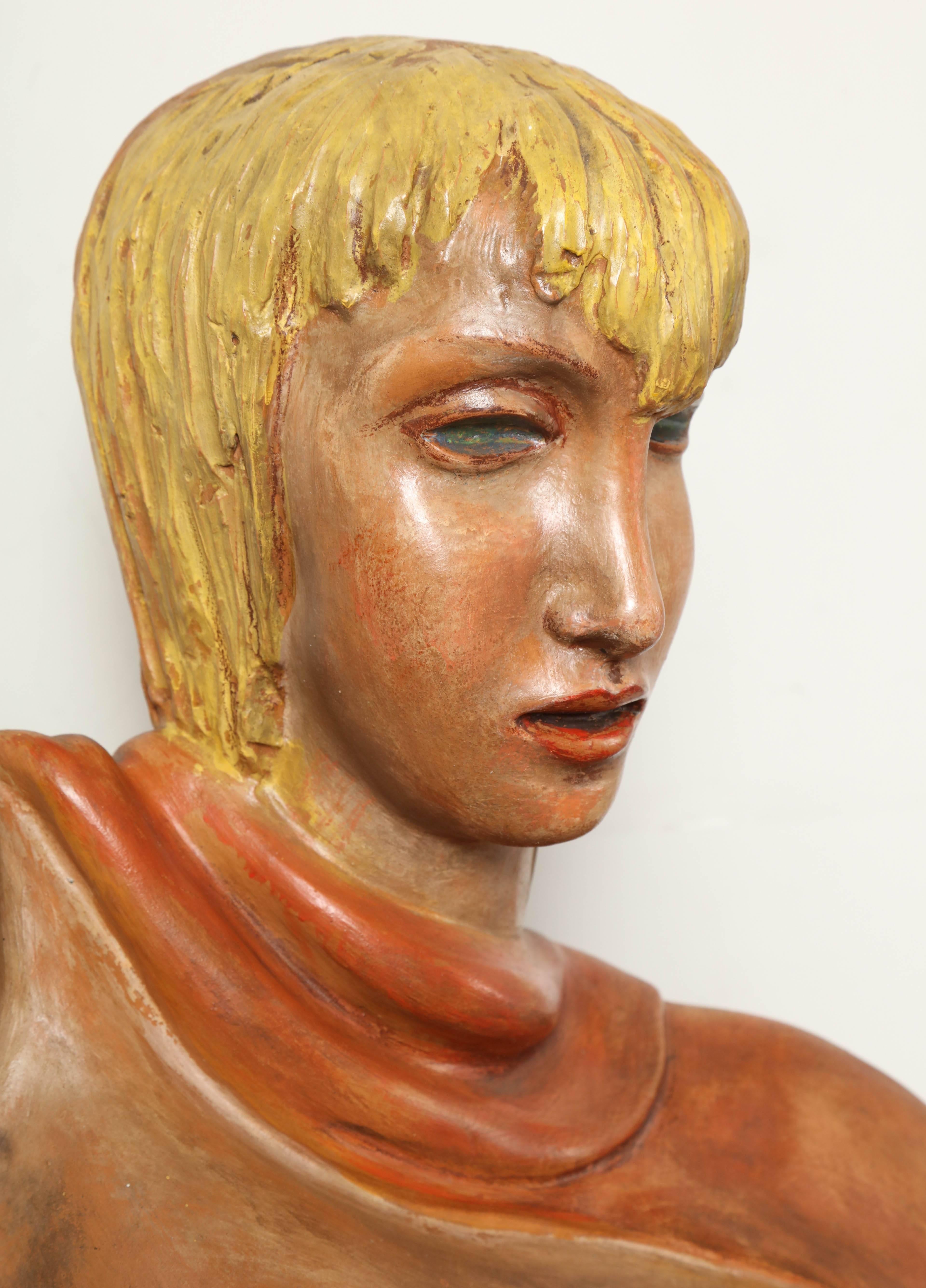 Art Deco  Lina Arpesani sculpture of a woman made in Italy 1930 For Sale