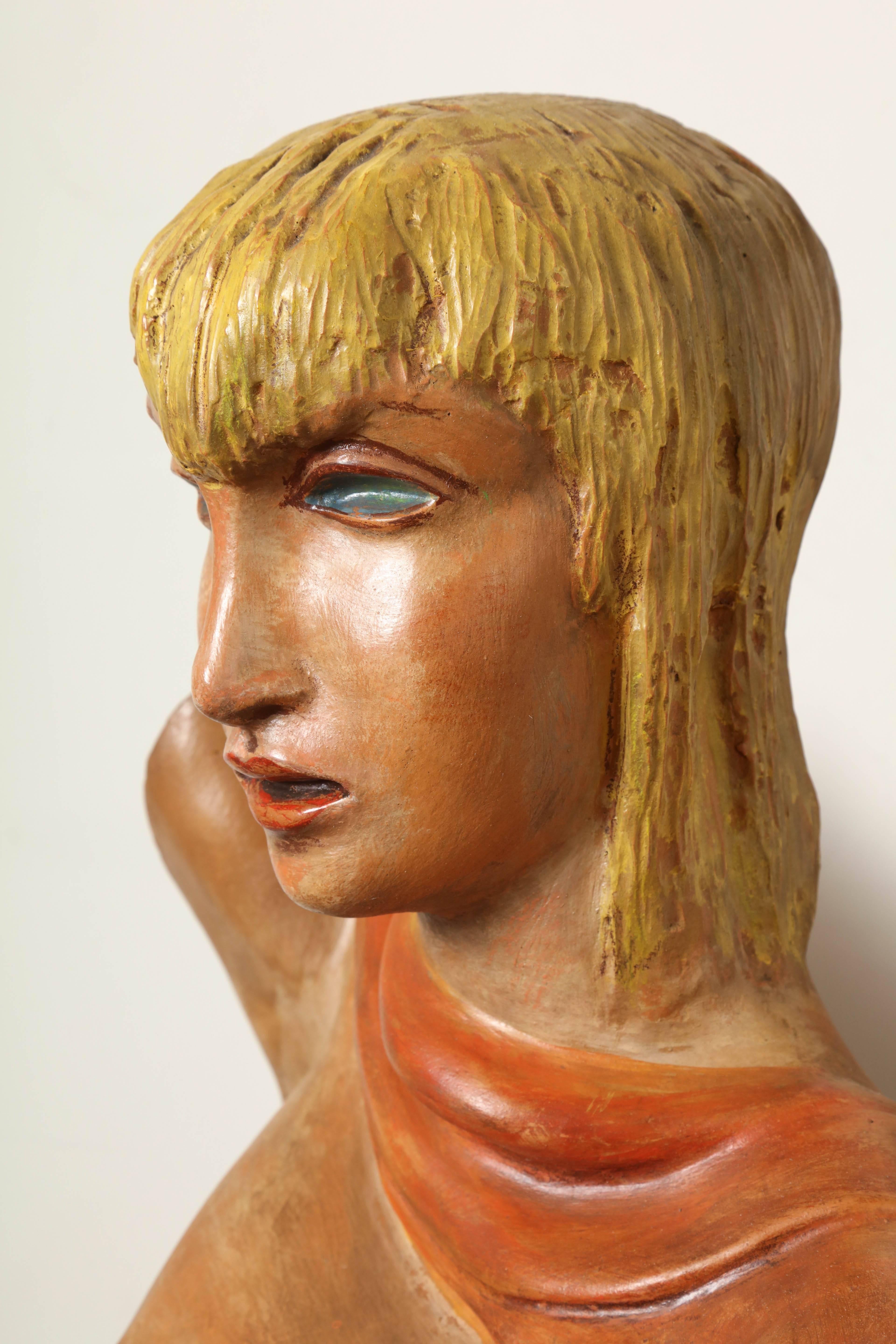  Lina Arpesani sculpture of a woman made in Italy 1930 In Excellent Condition For Sale In New York, NY
