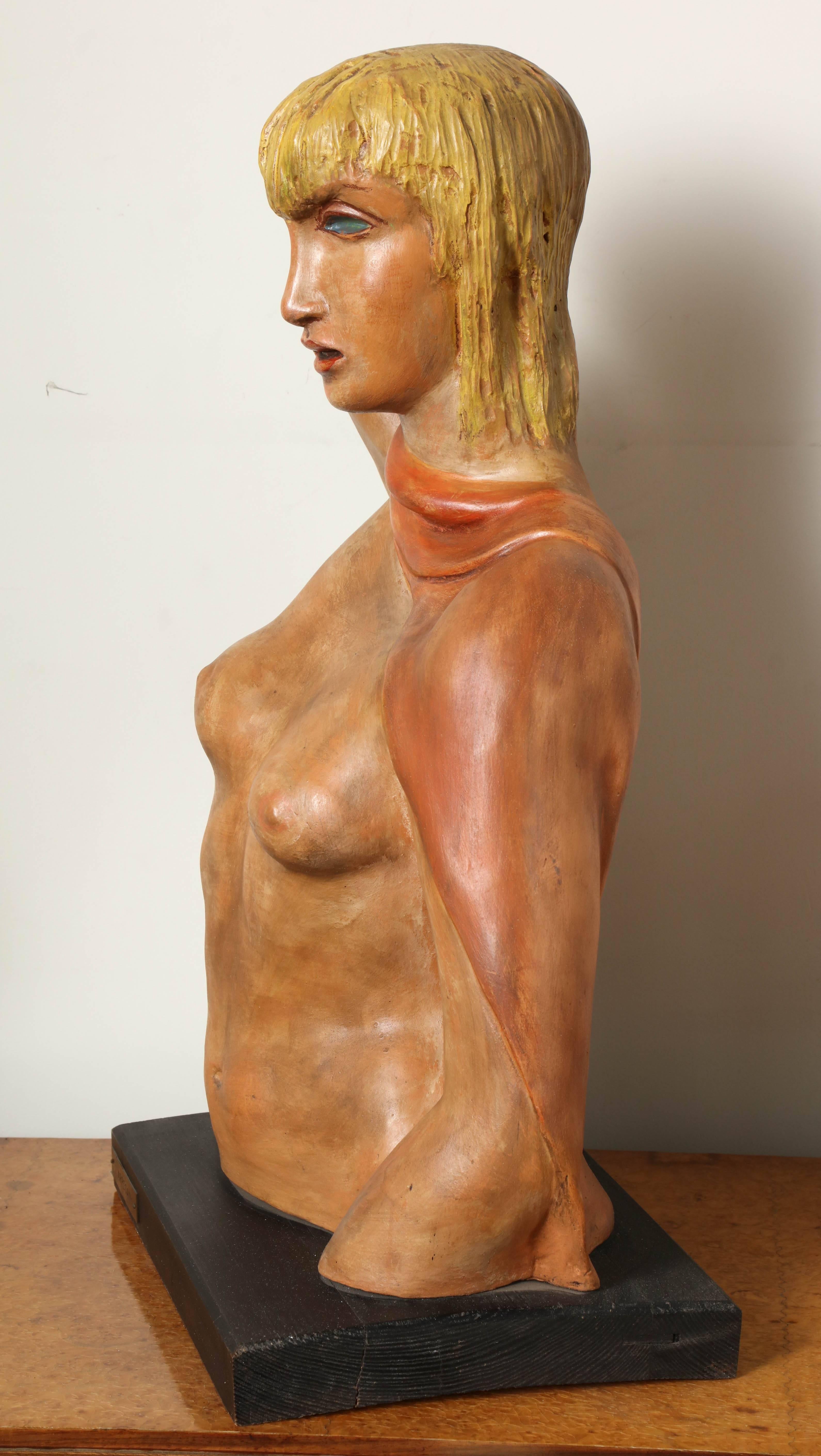 Mid-20th Century  Lina Arpesani sculpture of a woman made in Italy 1930 For Sale