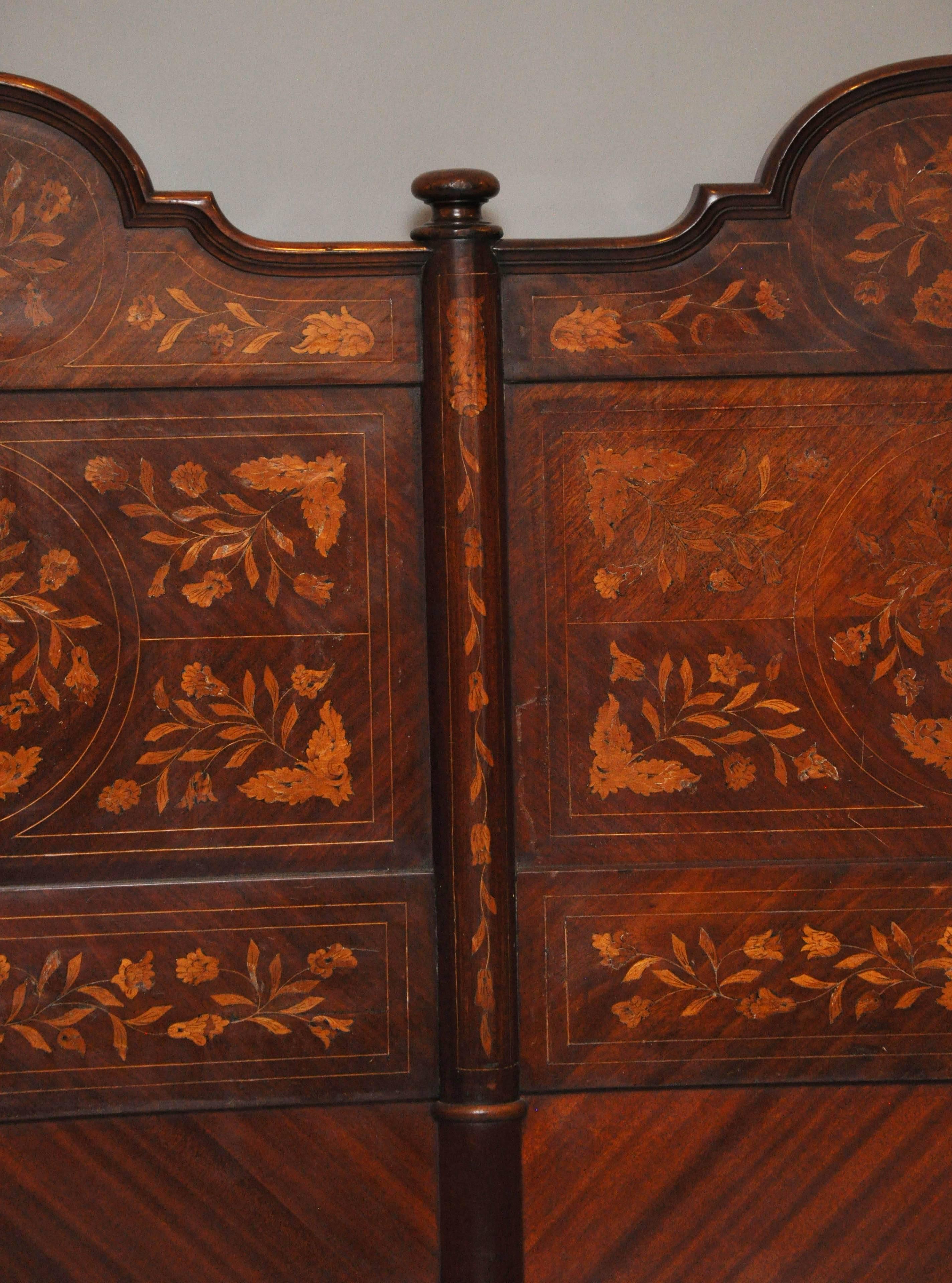 Dutch Colonial 18th Century Dutch Marquetry King-Size Bed For Sale