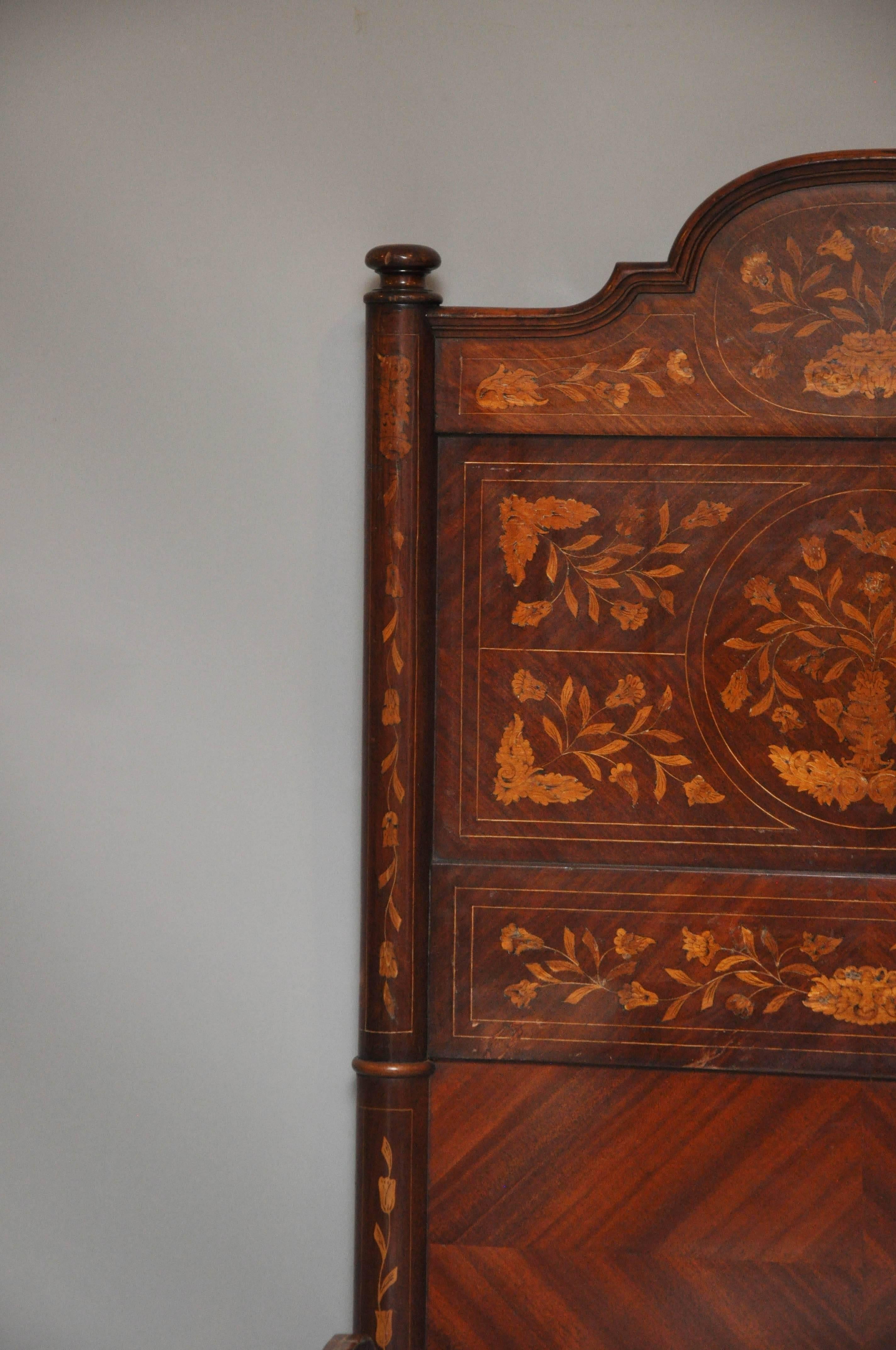 18th Century and Earlier 18th Century Dutch Marquetry King-Size Bed For Sale