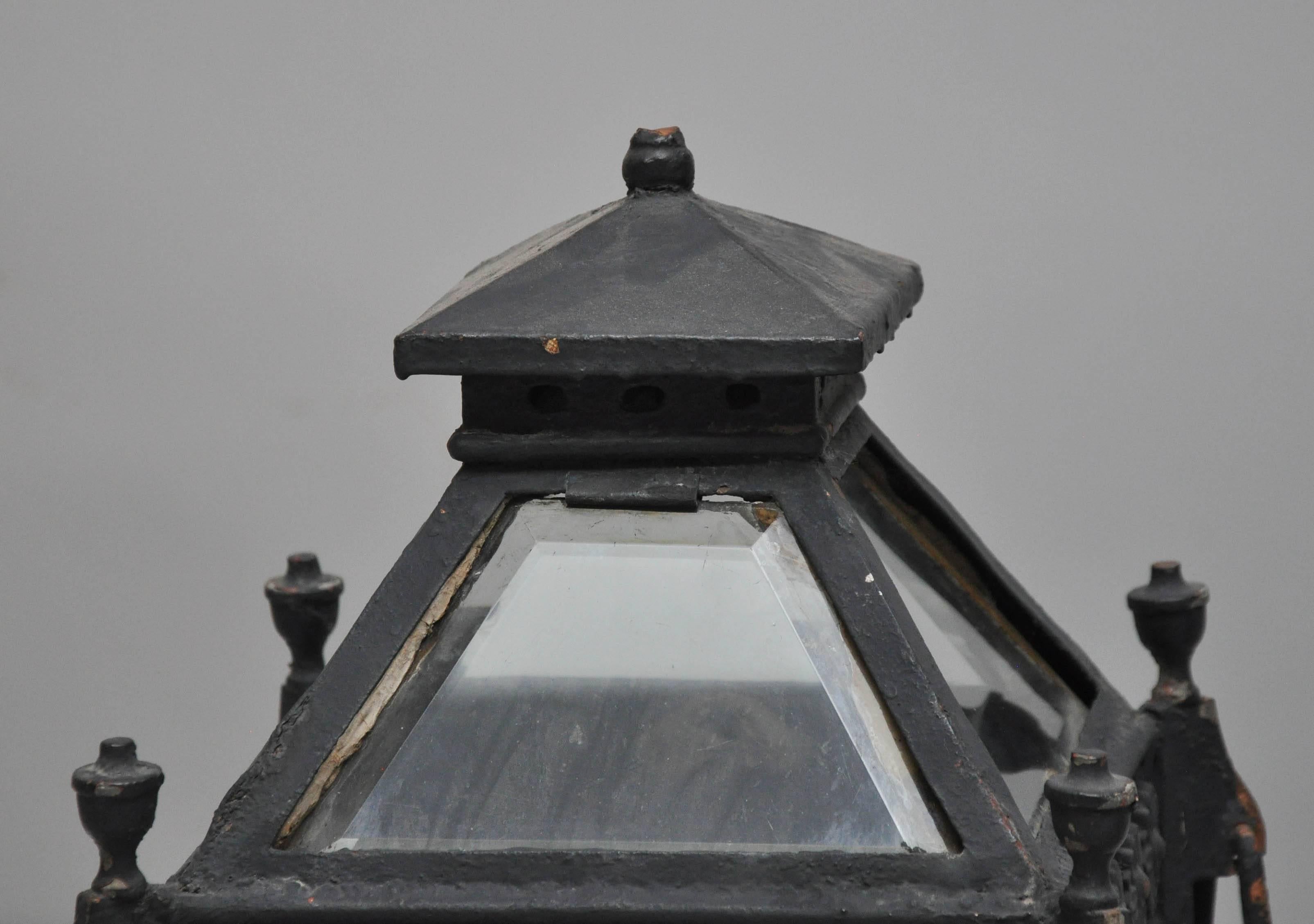 European Pair of Iron Pillar Pagoda Lanterns