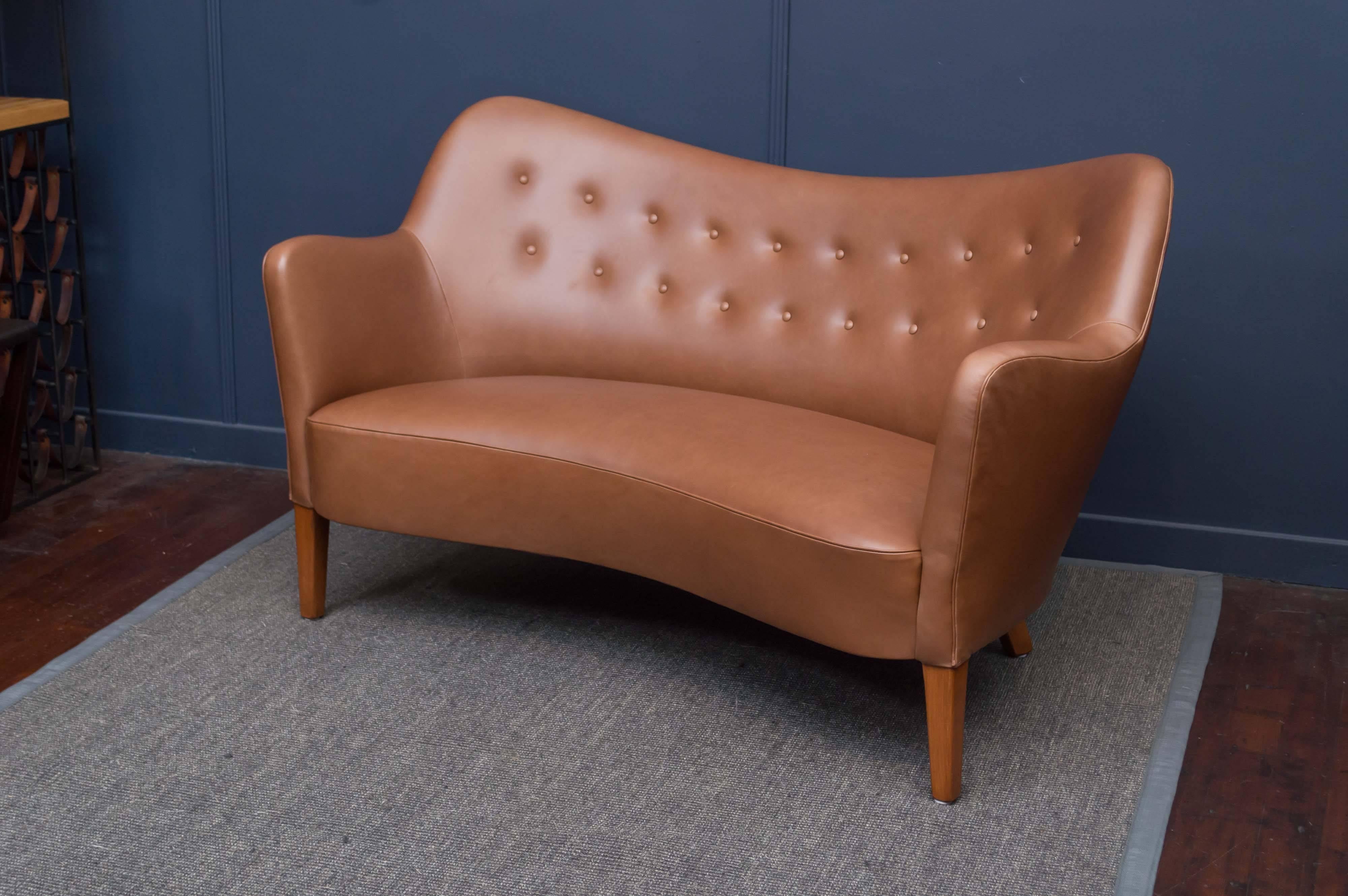 Danish Cognac Leather Sofa In Excellent Condition In San Francisco, CA