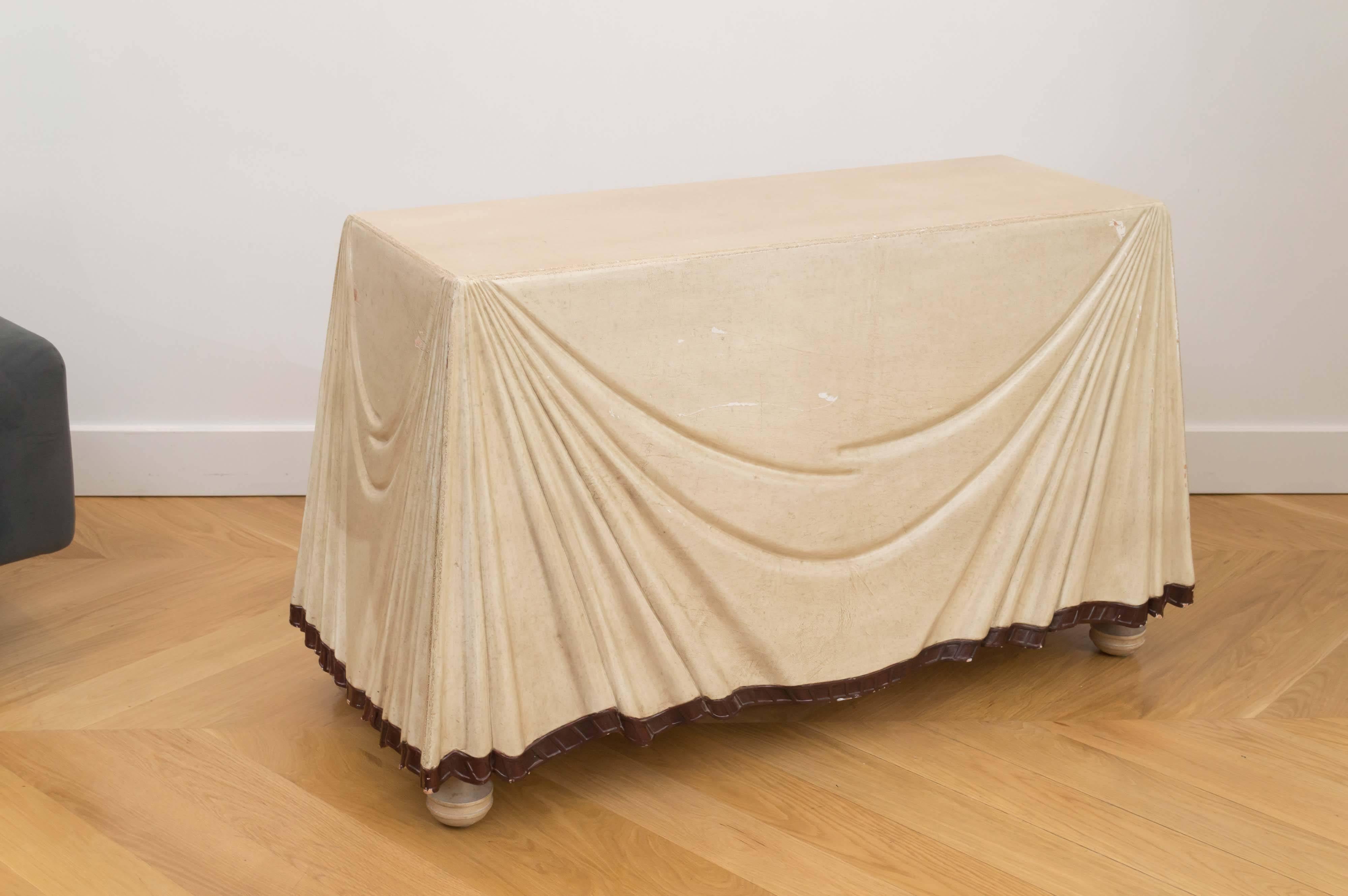Italian Leather Wrapped Console For Sale 4
