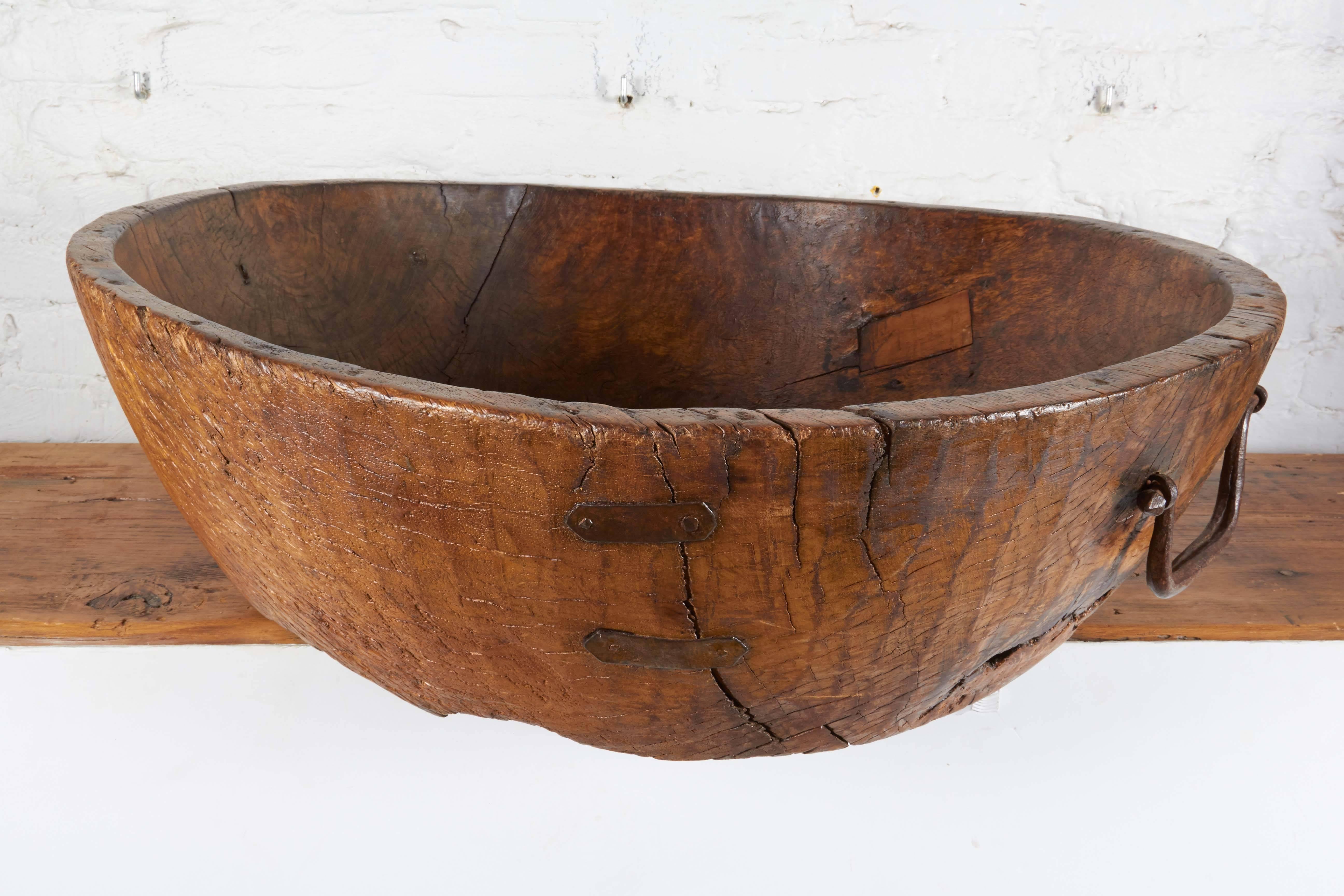 American Hand-Carved Black Walnut Bowl For Sale