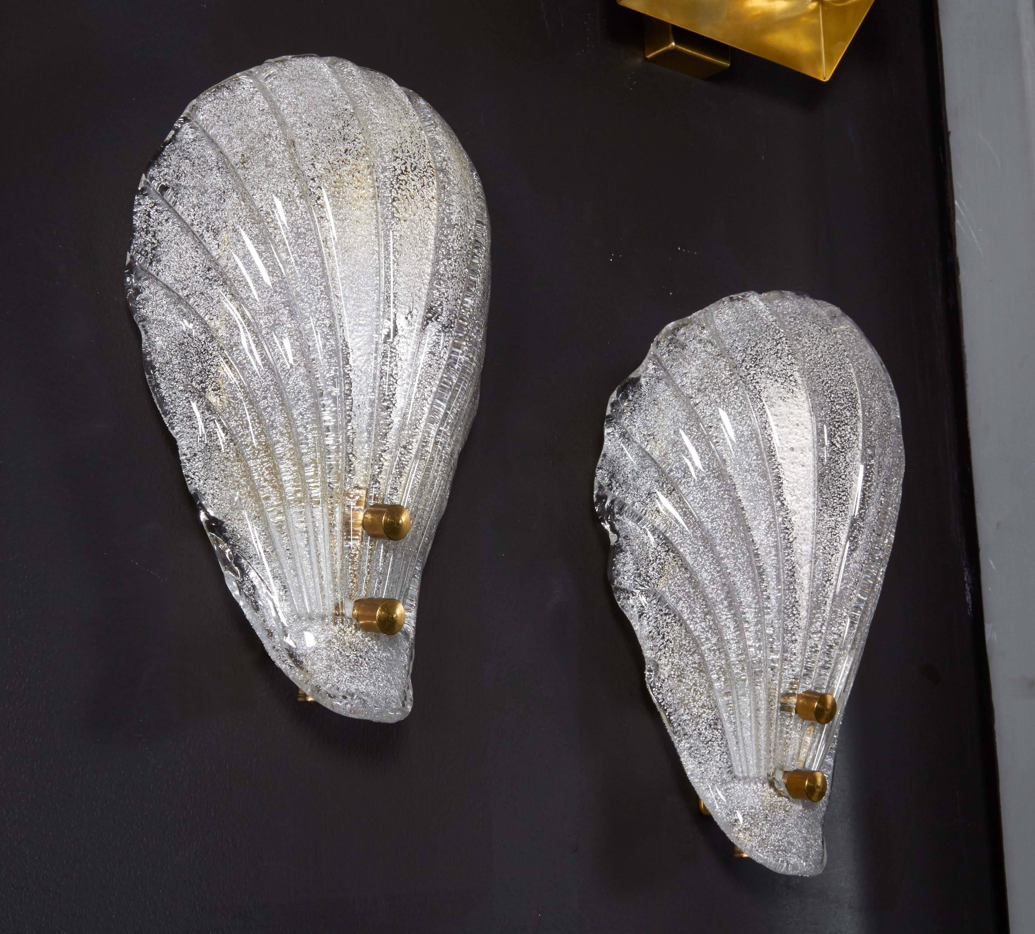 Pair of Murano Shell Glass Sconces by Barovier & Toso 1