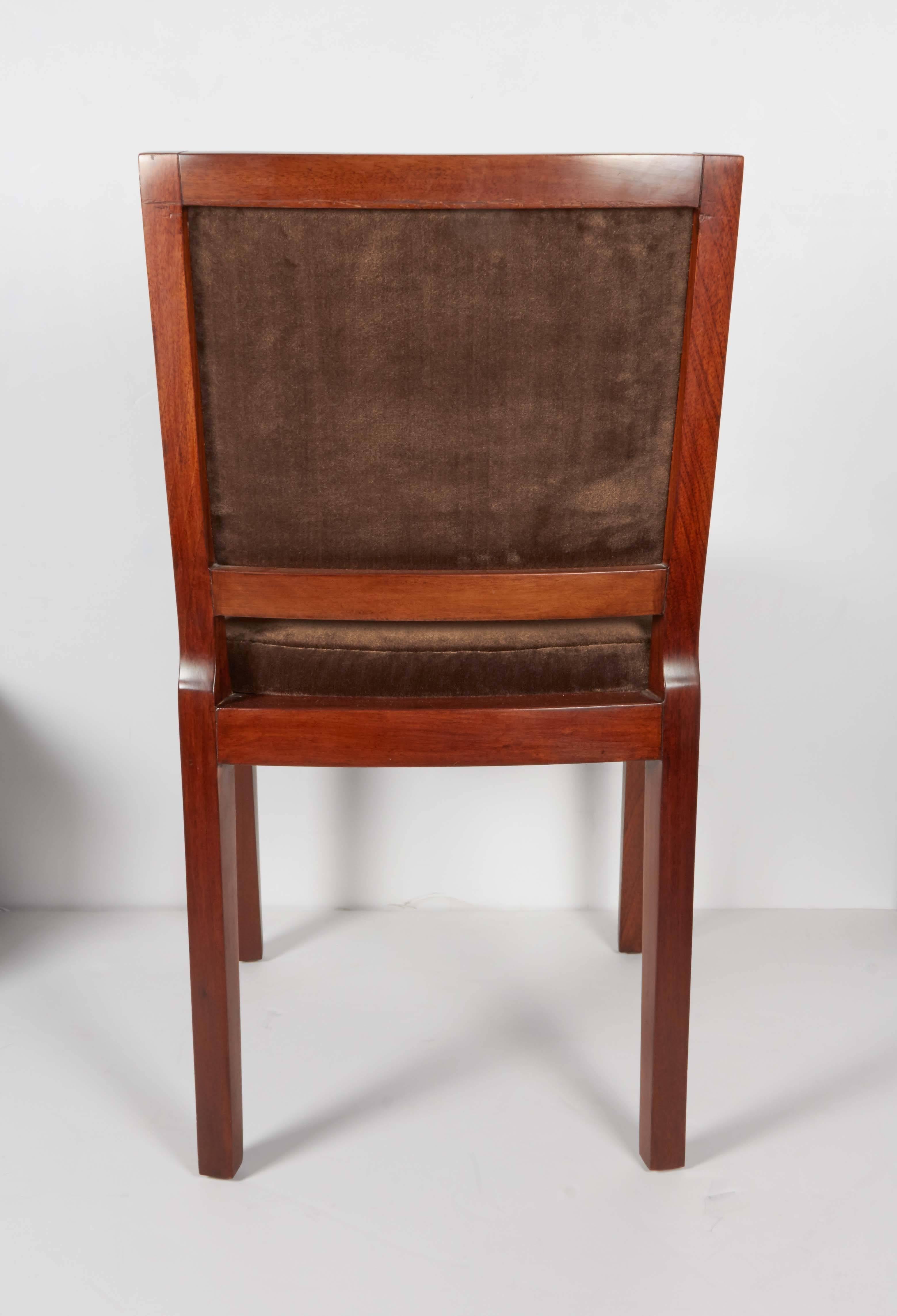 American Modernist Desk Chair in Chocolate Mohair and Walnut Wood