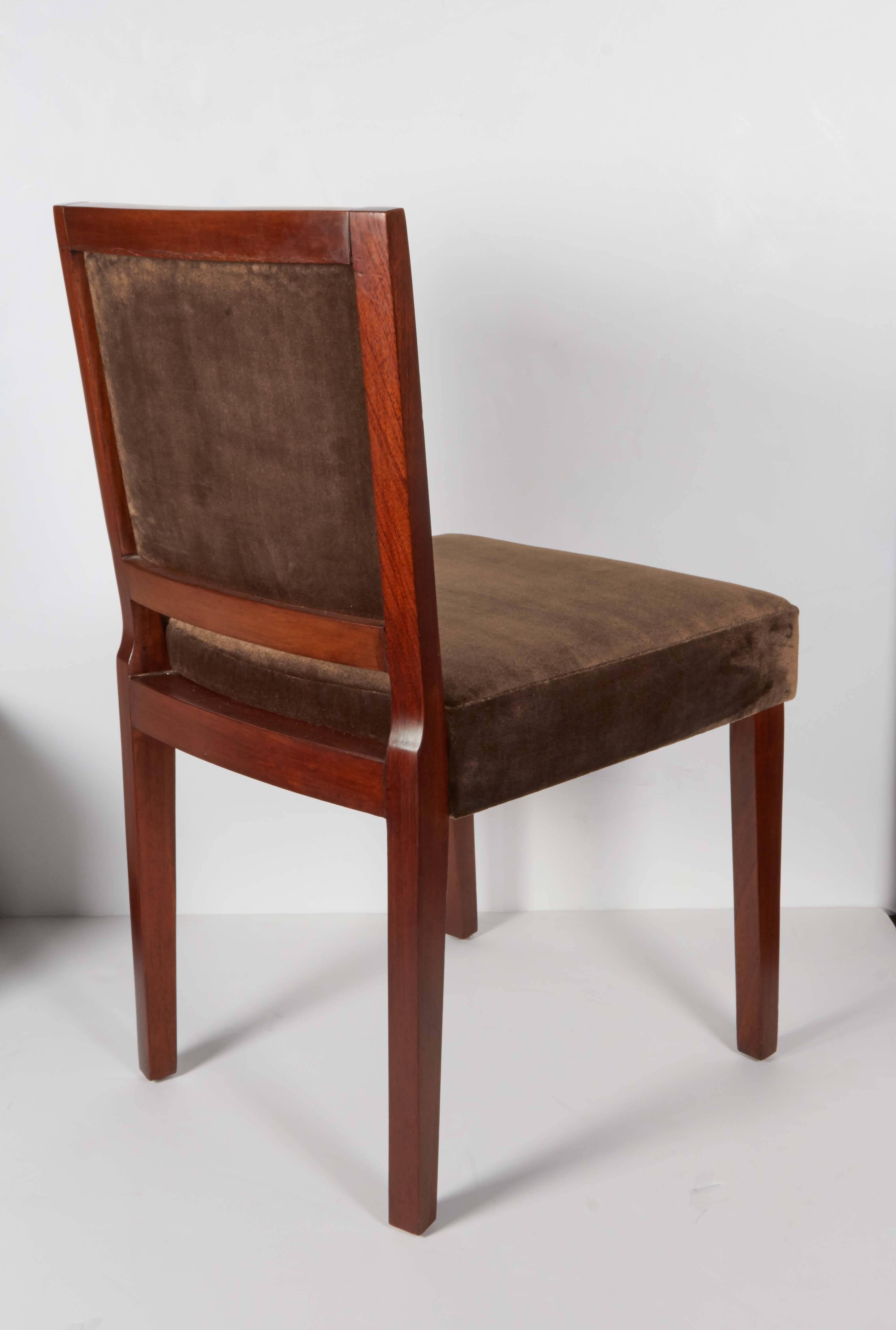 Modernist Desk Chair in Chocolate Mohair and Walnut Wood In Excellent Condition In Fort Lauderdale, FL