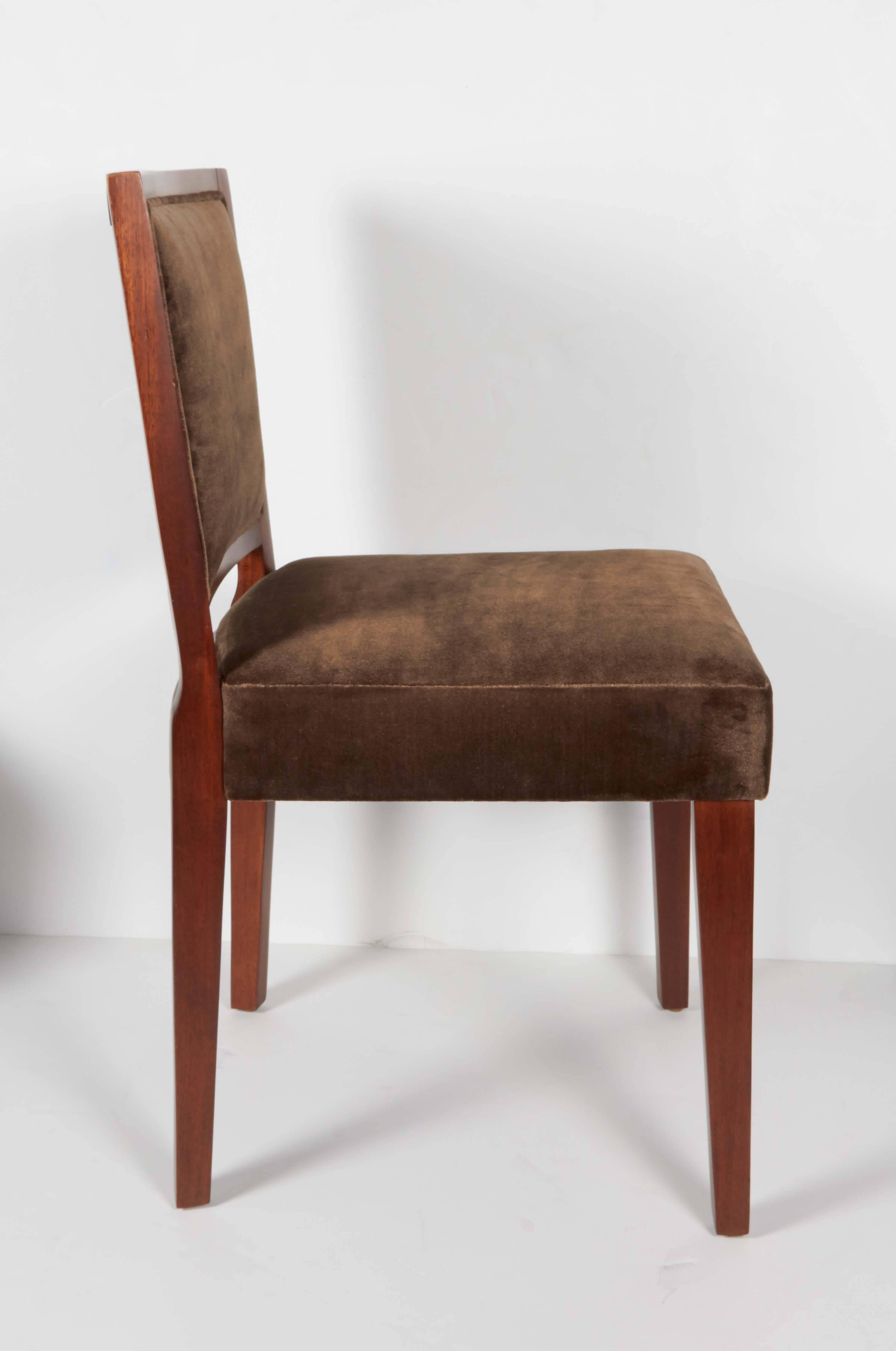 20th Century Modernist Desk Chair in Chocolate Mohair and Walnut Wood