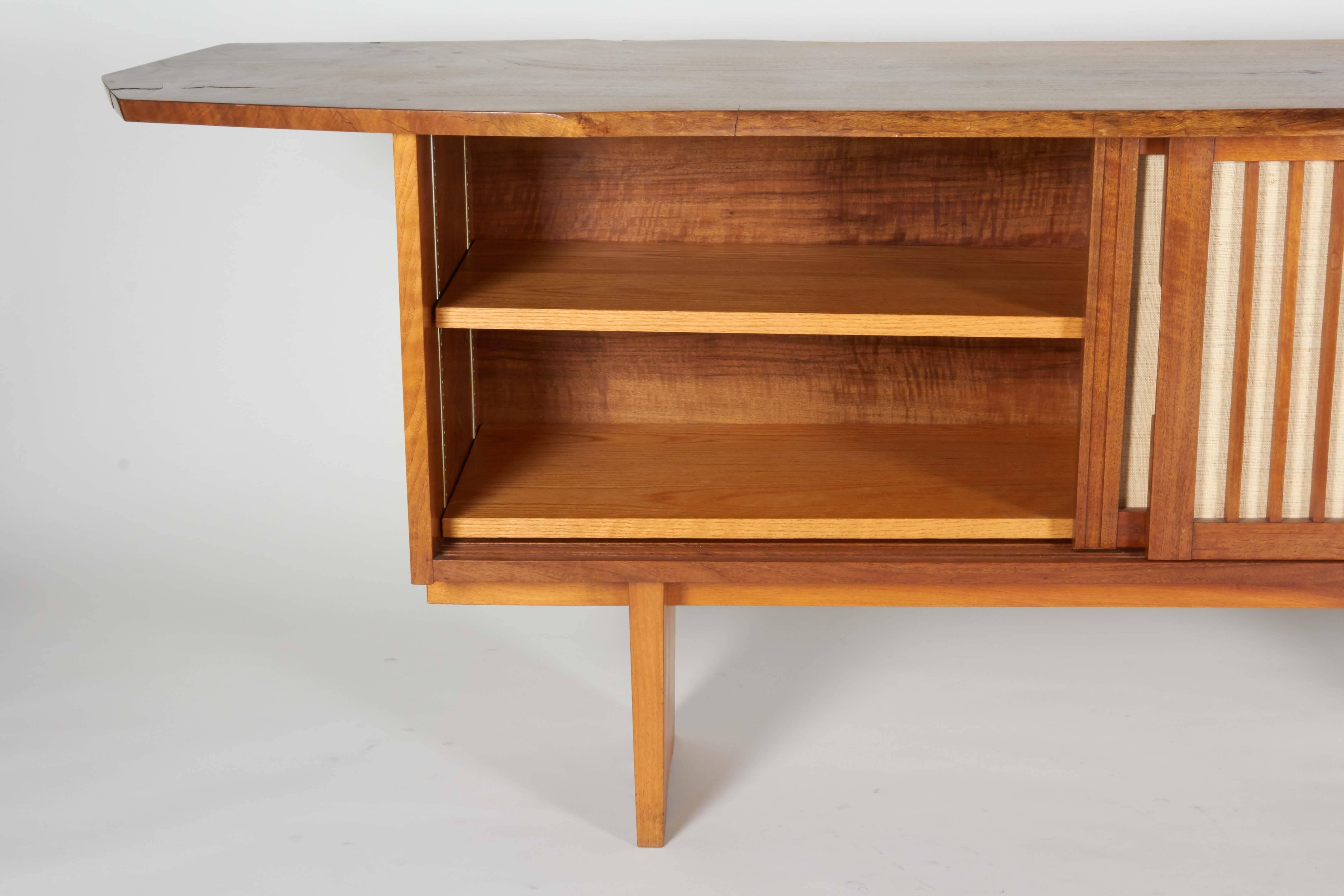 George Nakashima Walnut and Grasscloth Room Divider Cabinet, USA, 1971 In Good Condition In New York, NY