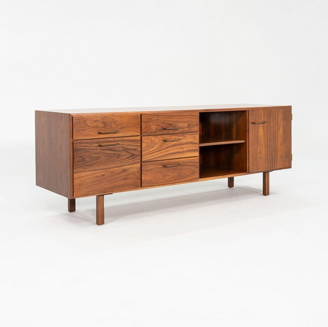 Modern 1970s Jens Risom Design 72 inch Credenza / Cabinet in Walnut For Sale