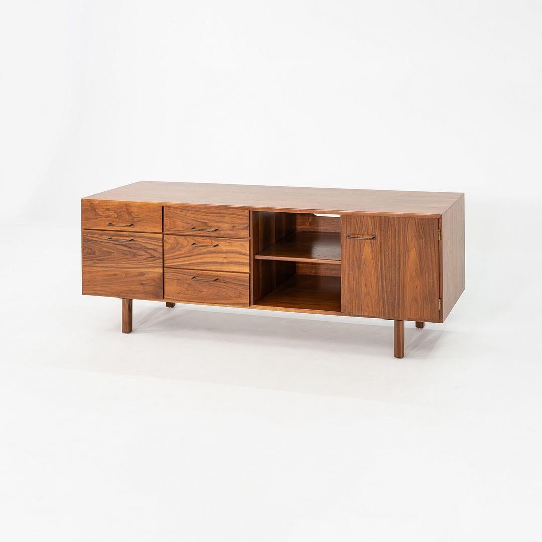 American 1970s Jens Risom Design 72 inch Credenza / Cabinet in Walnut For Sale