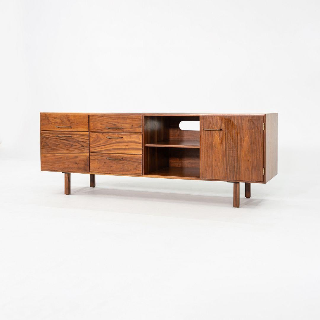 1970s Jens Risom Design 72 inch Credenza / Cabinet in Walnut In Good Condition For Sale In Philadelphia, PA