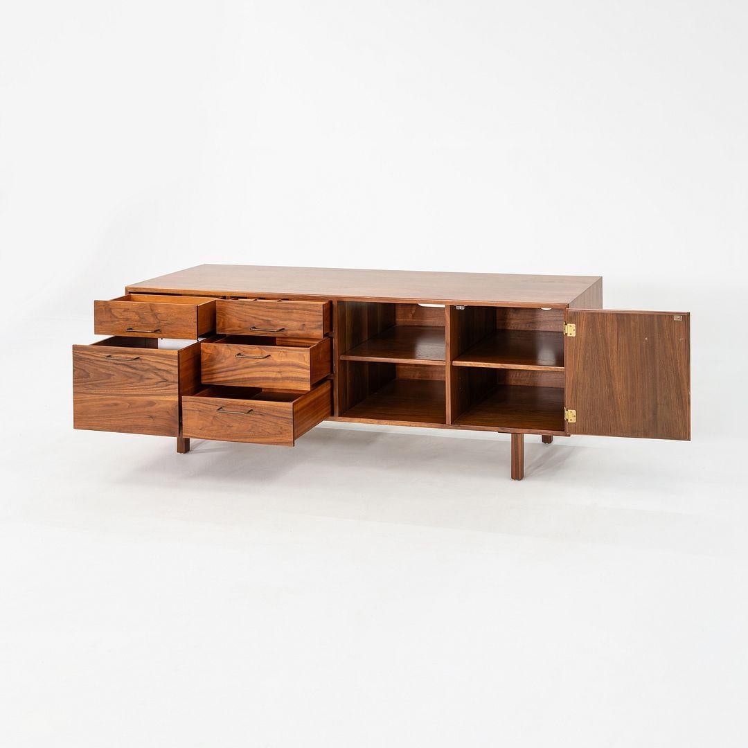 1970s Jens Risom Design 72 inch Credenza / Cabinet in Walnut For Sale 1