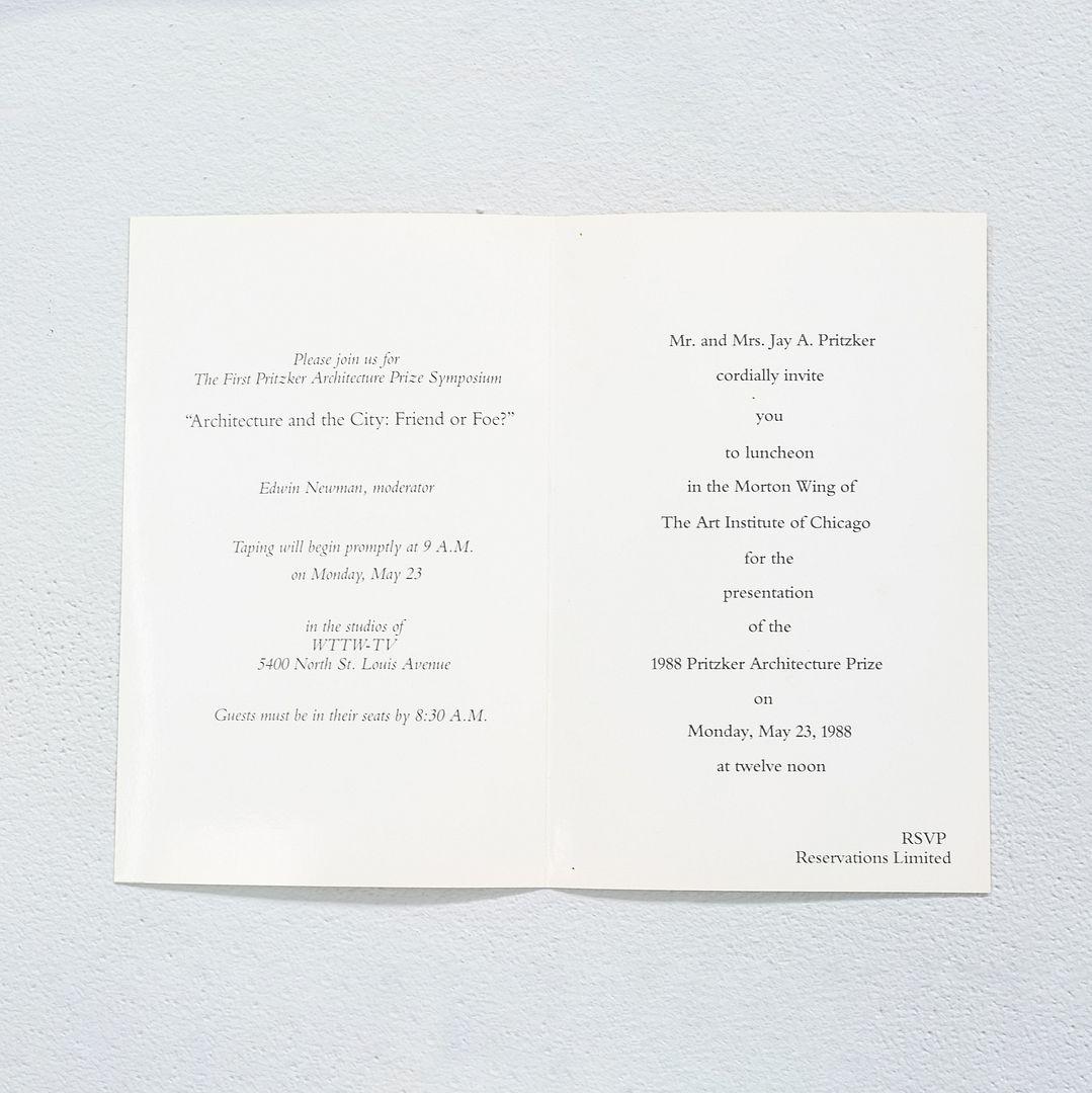 Moderne 1988 Programme du prix d'architecture Pritzker de Gordon Bunshaft + invitation en vente