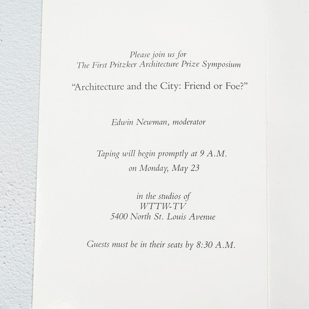 1988 Programme du prix d'architecture Pritzker de Gordon Bunshaft + invitation Bon état - En vente à Philadelphia, PA