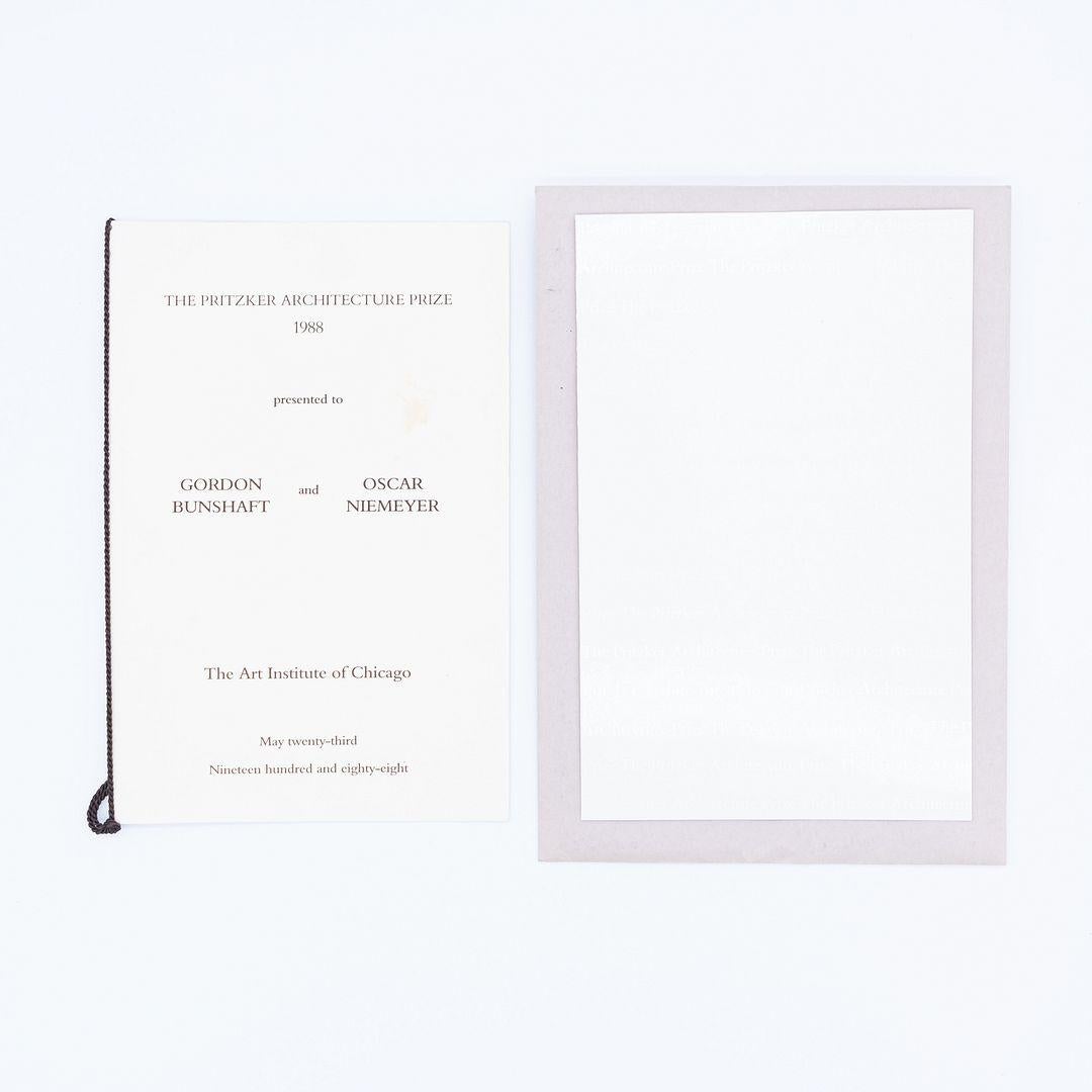 1988 Programme du prix d'architecture Pritzker de Gordon Bunshaft + invitation en vente 2