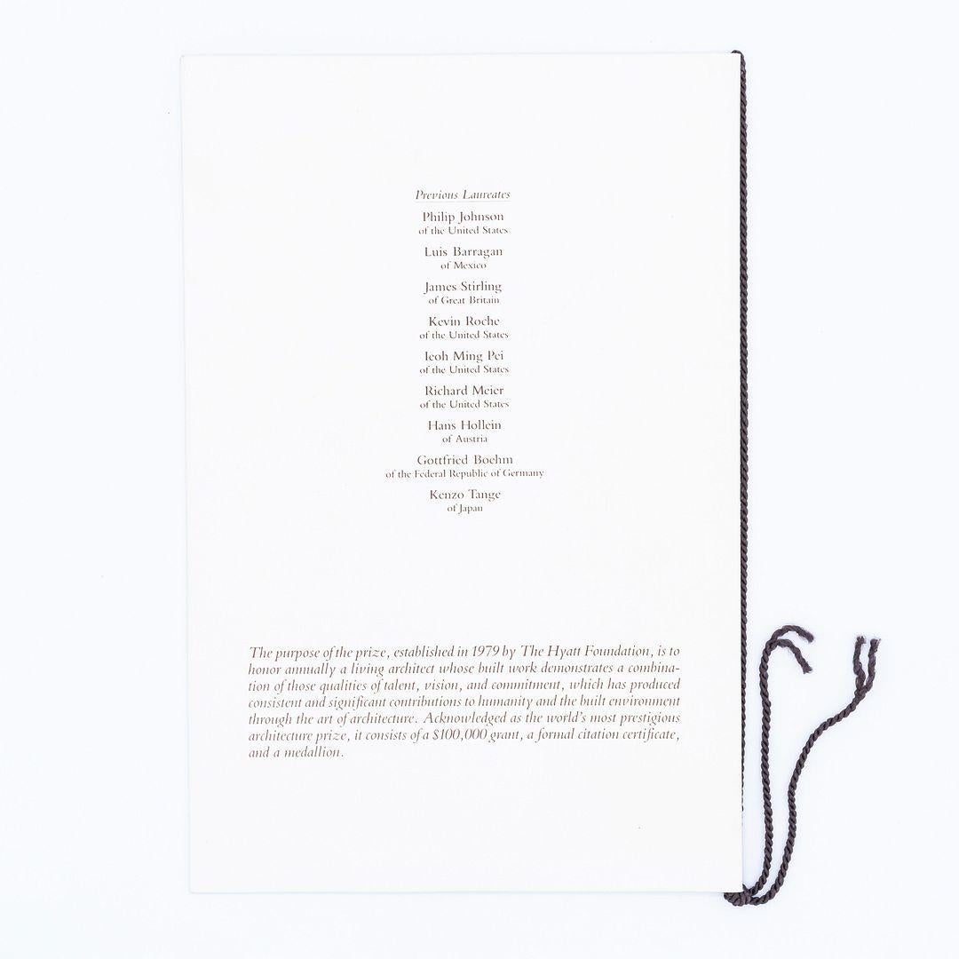 1988 Programme du prix d'architecture Pritzker de Gordon Bunshaft + invitation en vente 3