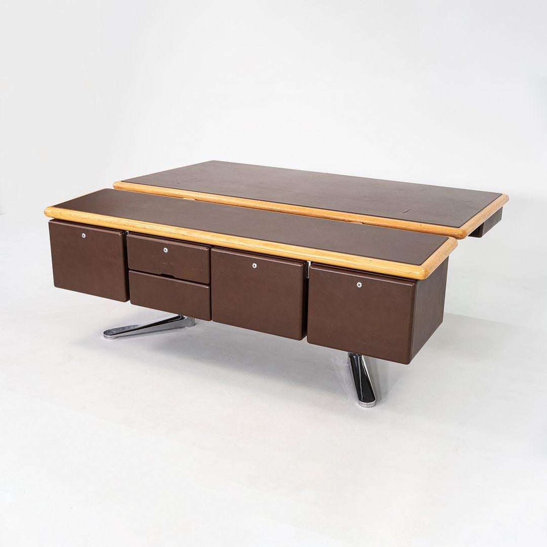 Moderne 1979 Crédence de direction Warren Platner en Oak Oak, cuir et acier chromé en vente