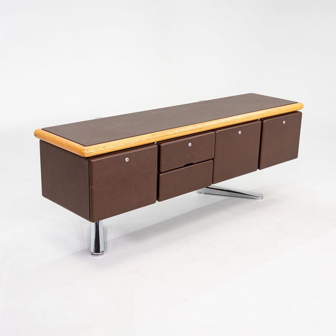 1979 Crédence de direction Warren Platner en Oak Oak, cuir et acier chromé en vente 4