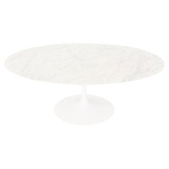 2010s Eero Saarinen 42" Oval Tulip Coffee Table with Carrara Marble Top