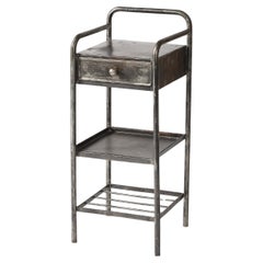 Table d'appoint en métal/acier avec étagère, France, c. 1950