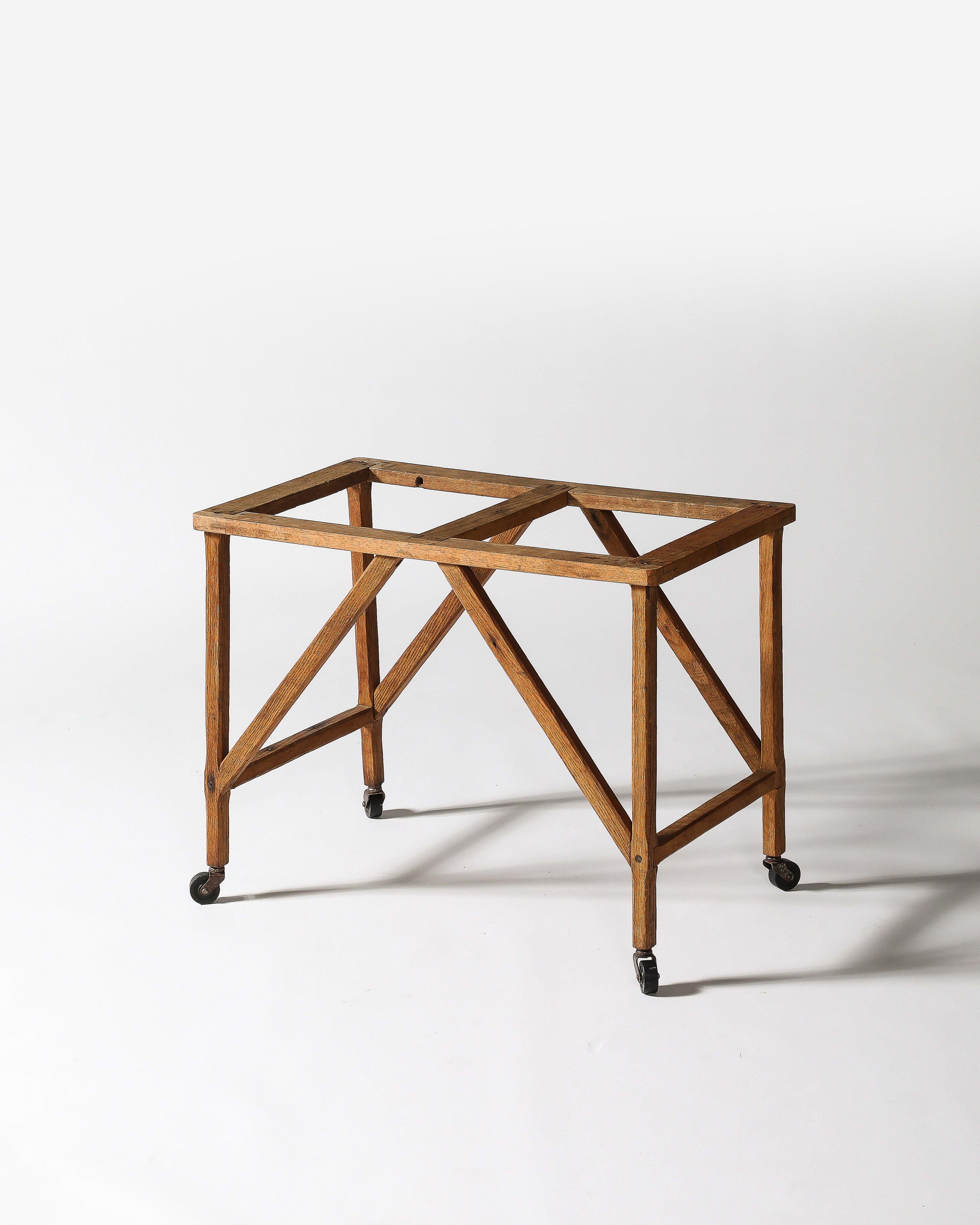 Well made oak table base, with interesting joinery.